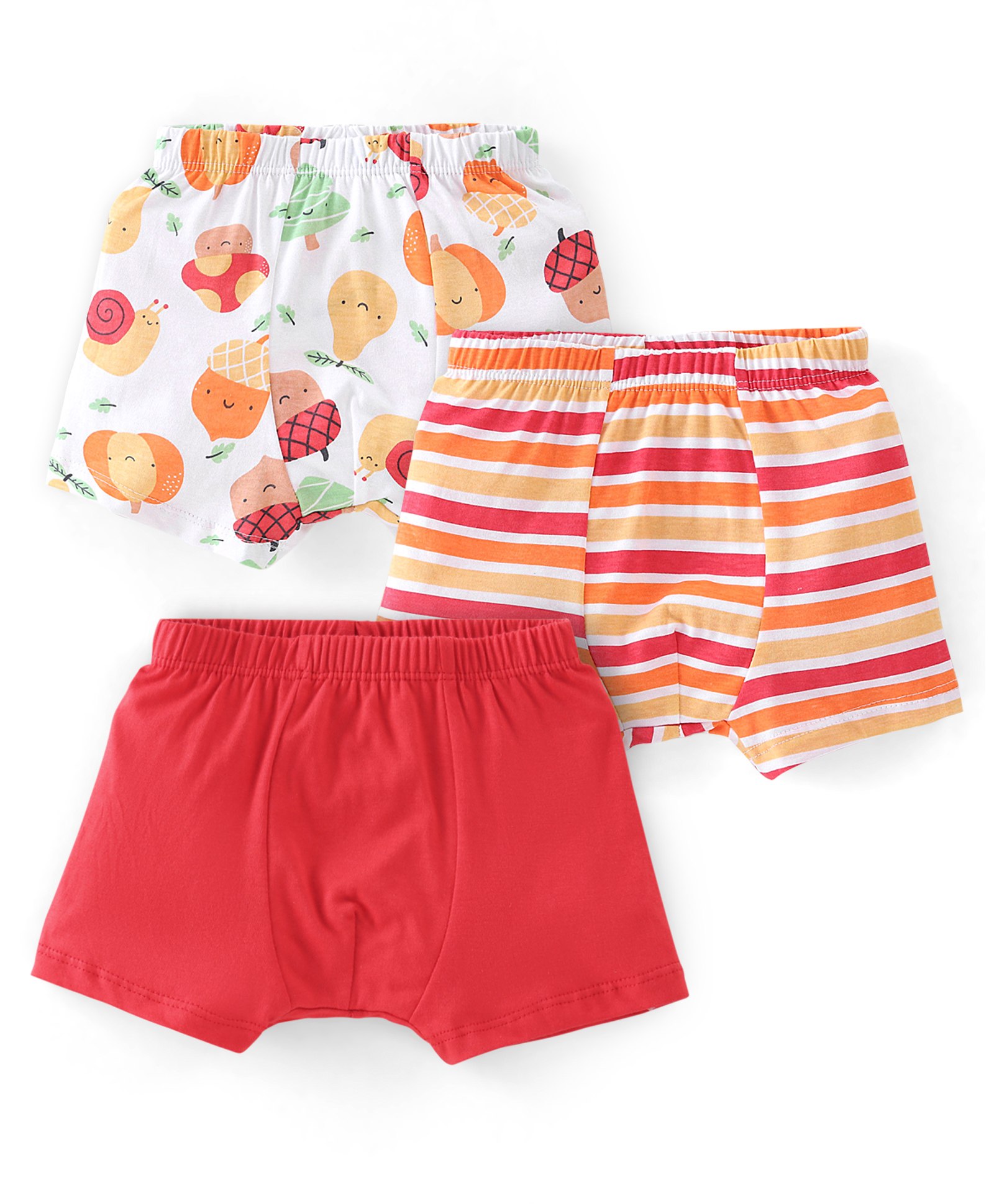 Babyhug 100% Cotton Knit Fruity Print Trunks Pack of 3 - Multicolour-image-28