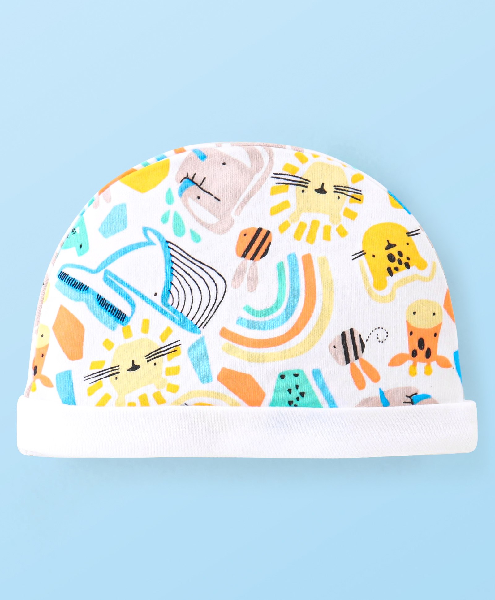 Babyhug 100% Cotton Knit Cap Animal Print - Multicolor-image-33