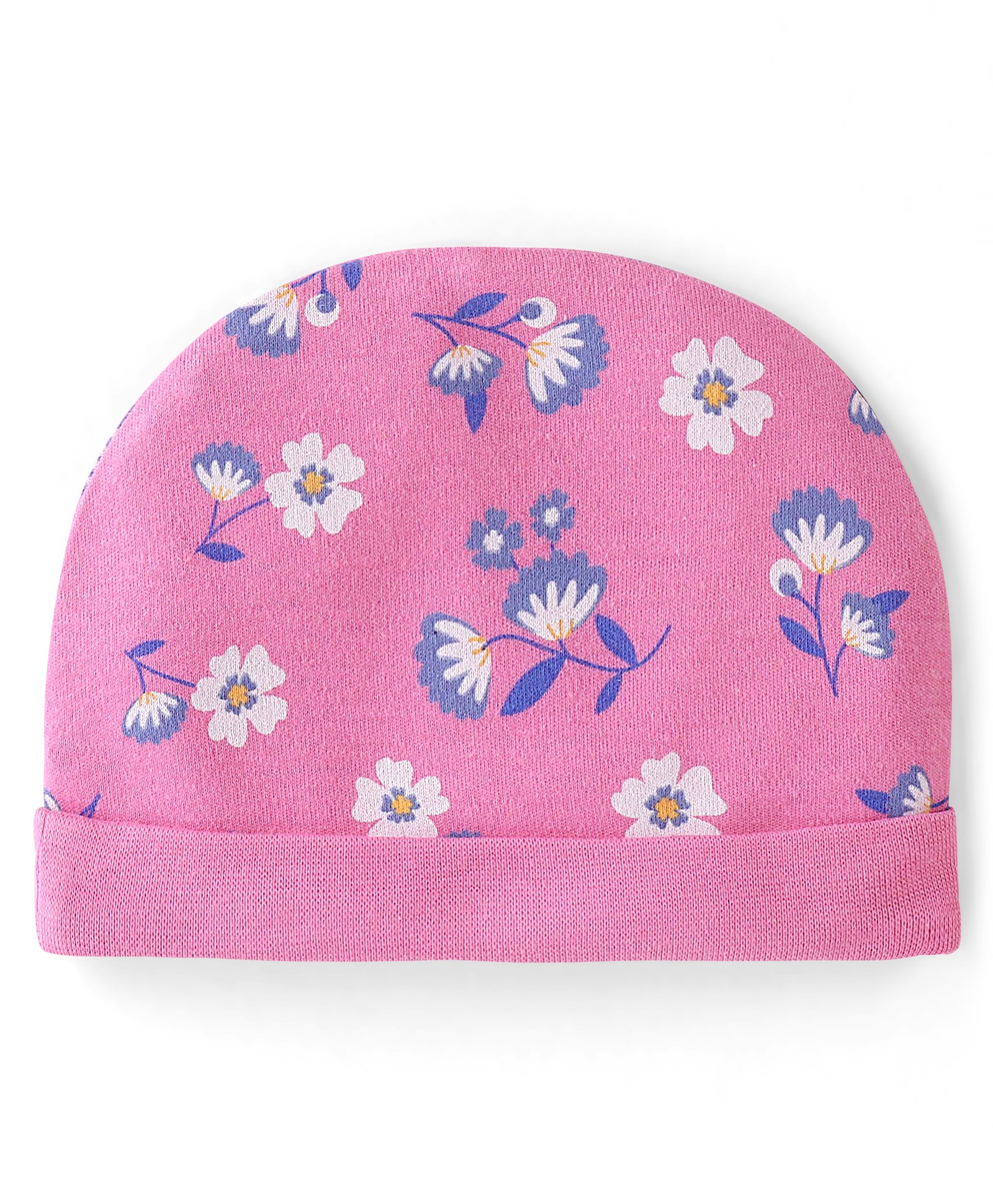 Babyhug 100% Cotton Knit Floral Print Cap - Pink-image-27