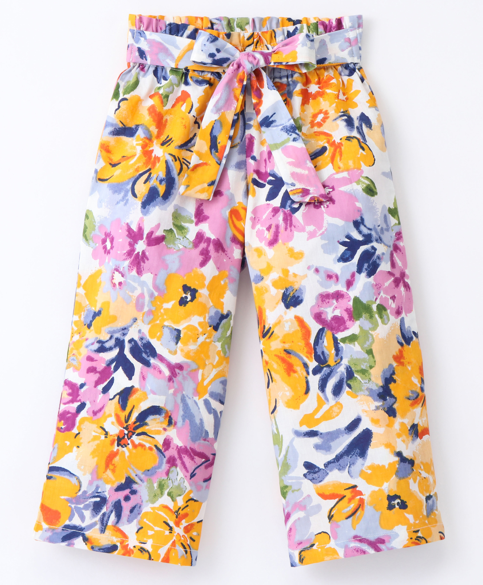 Crayonflakes Watercolor Effect Floral Printed Palazzo  - Off White & Multi Color-picture-17
