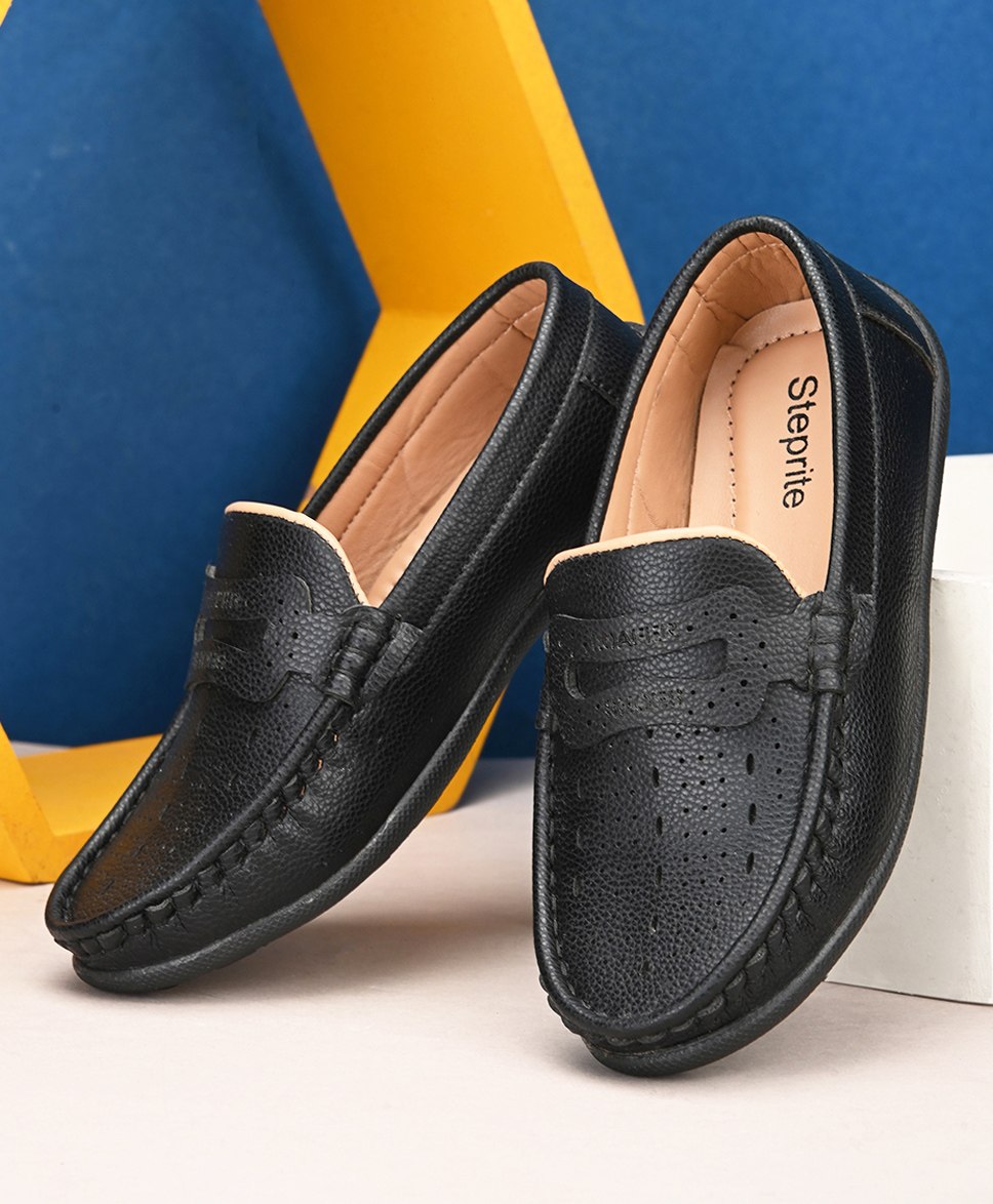 Steprite Perforated Slip On Loafers -  Black-image-32