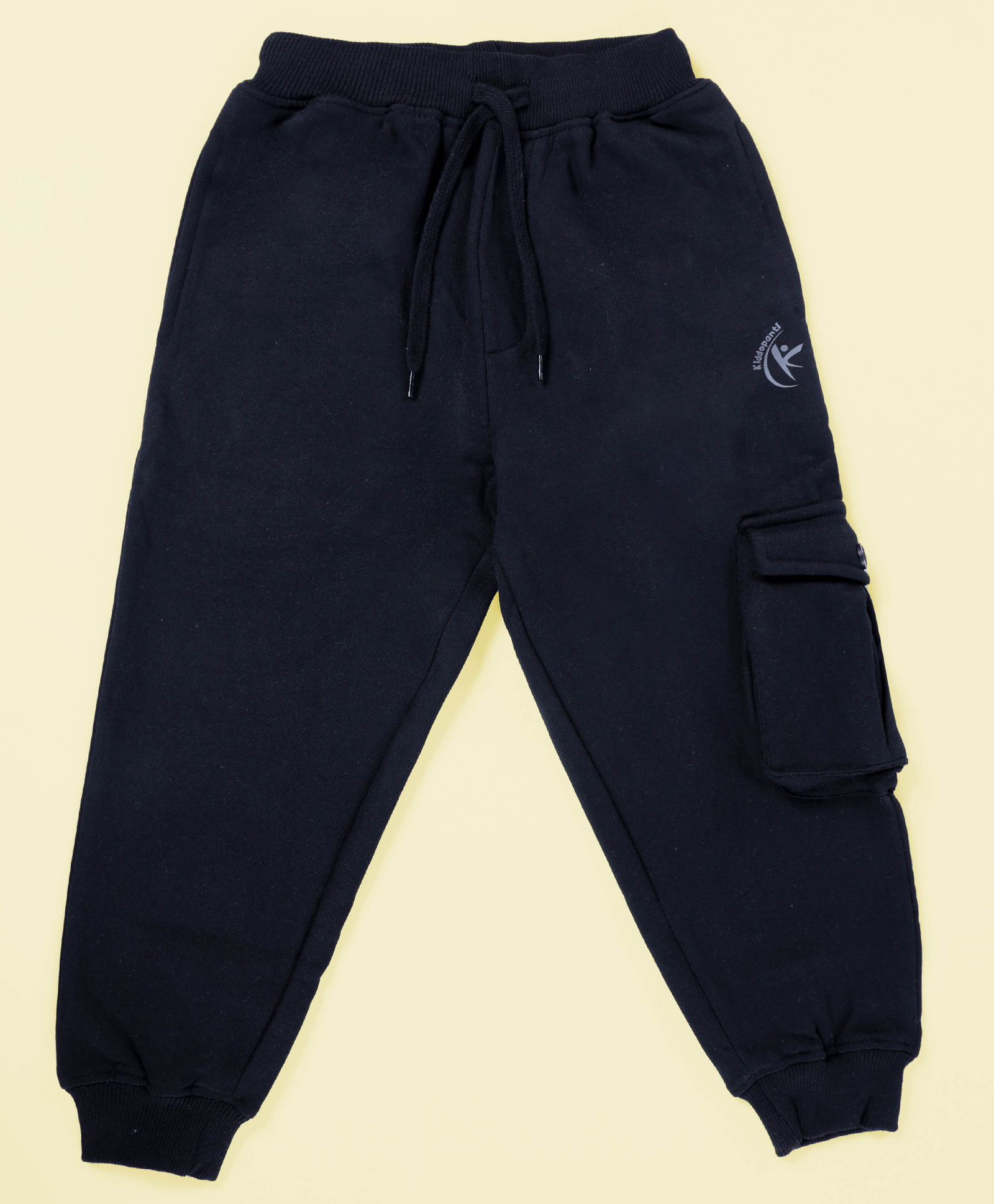Kiddopanti  Fleece Solid Cargo Track Pant - Jet Black-picture-13