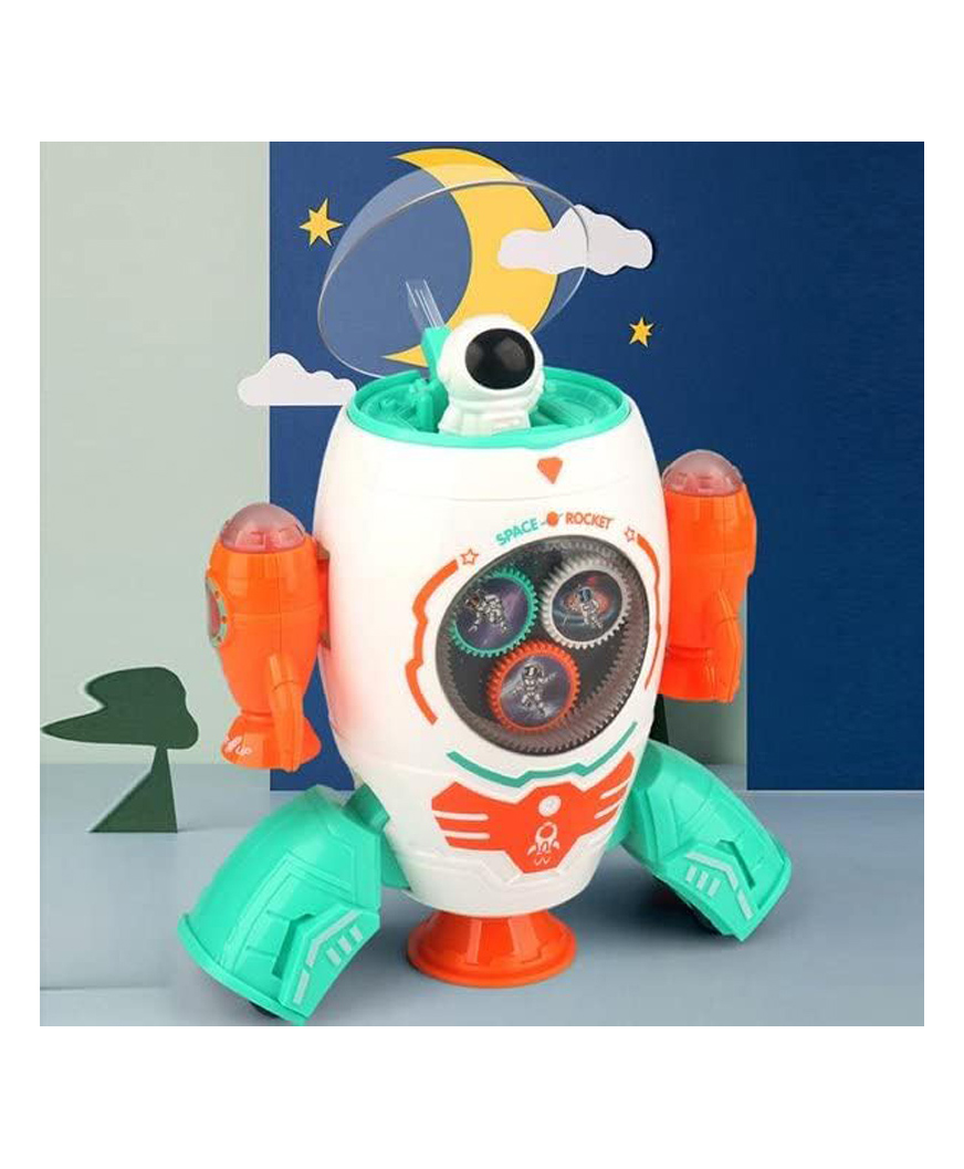 Muren electric space theme gear rotation dancing walking rocket astronaut toys with lighting and music -(Color May Vary)-image-43