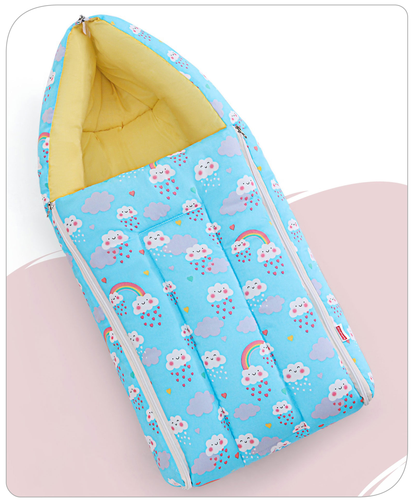 Babyhug 100%  Cotton Sleeping Bag Cloud Rainbow Print- Blue-image-28