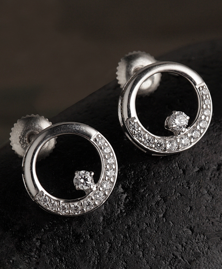 CLARA 925 Sterling Silver Swiss Zirconia Evie Earring With Screw Back Gift for Women and Girls-picture-12