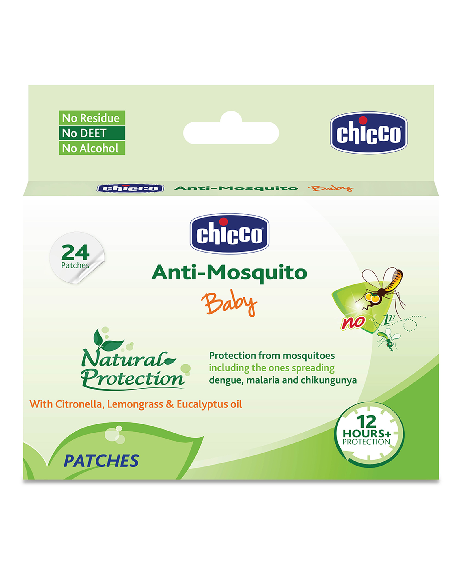 Chicco Anti-Mosquito With Citronella Lemongrass & Eucalyptus Oil Patches for Baby- 24 Patches
