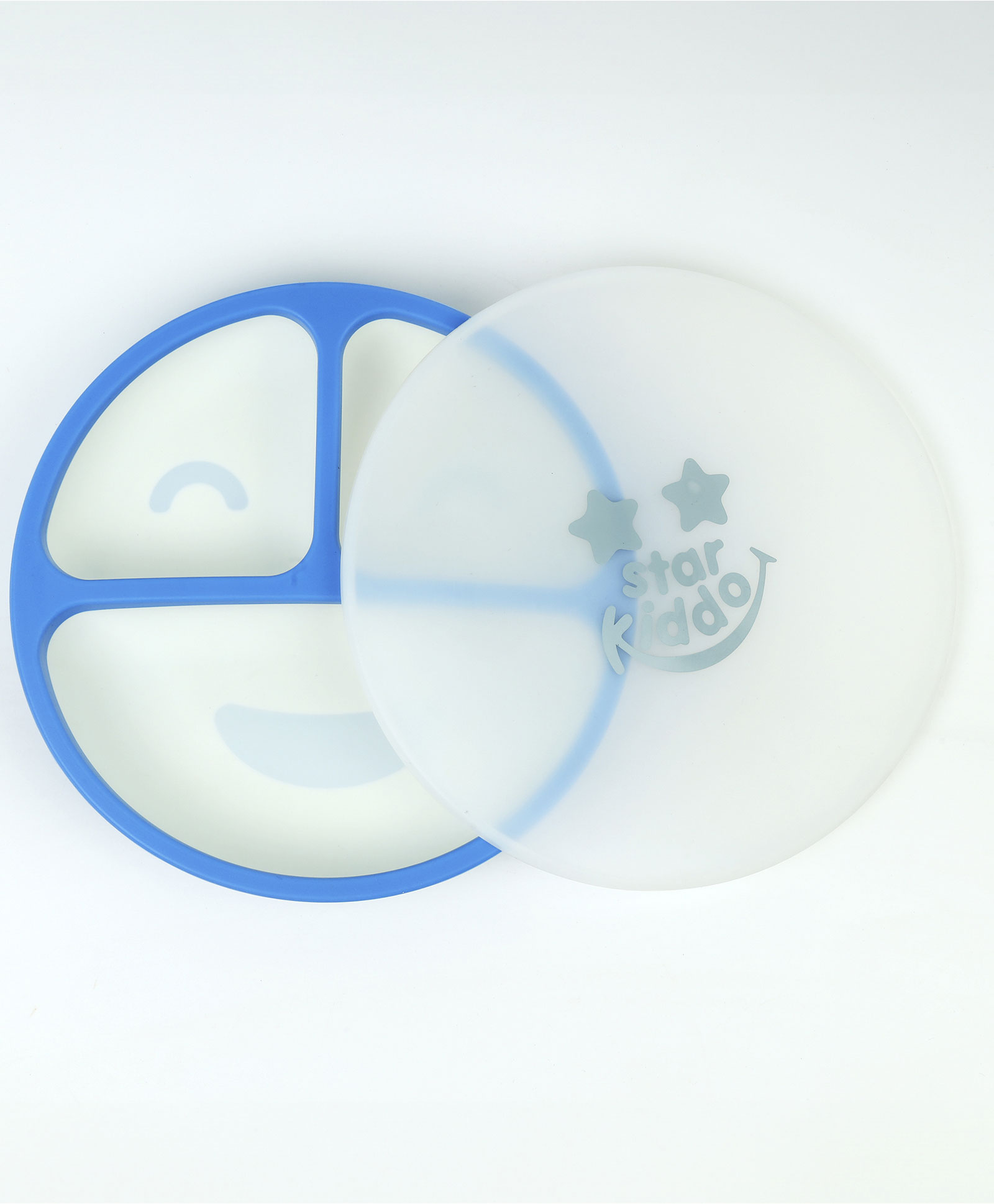 Starkiddo Silicone Smiley Plate with Lid  Weaning Set For Toddler - Blue-image-35