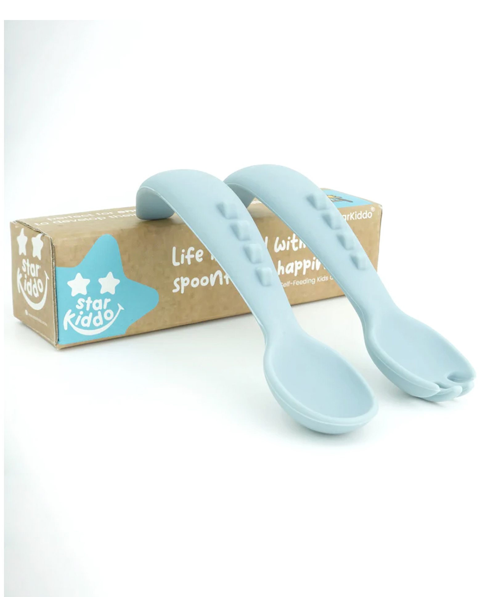 Starkiddo Baby Silicone Soft Spoon and Fork Set - Blue-image-31