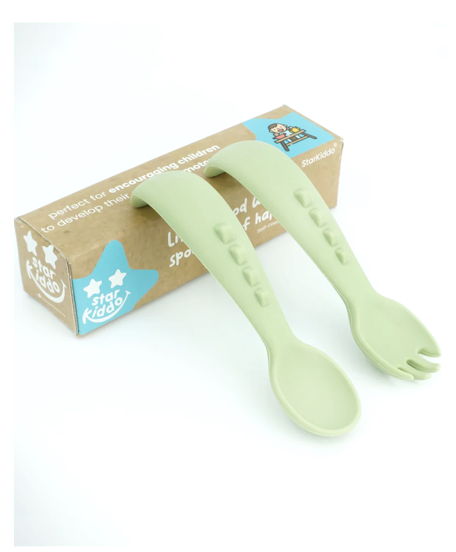 Starkiddo Baby Silicone Soft Spoon and Fork Set - Green-picture-23