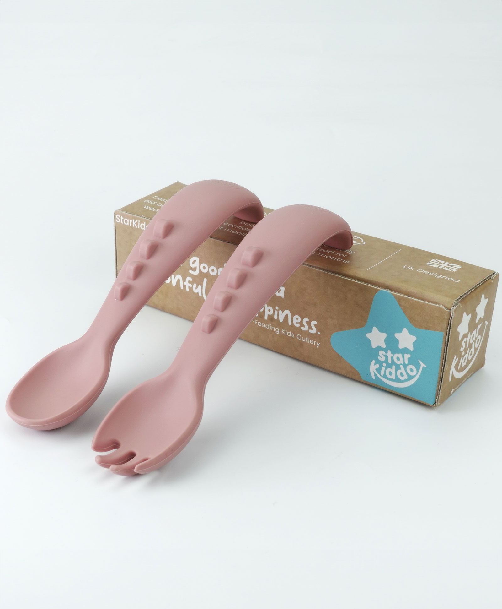 Starkiddo Baby Silicone Soft Spoon and Fork Set - Rose Pink-picture-24
