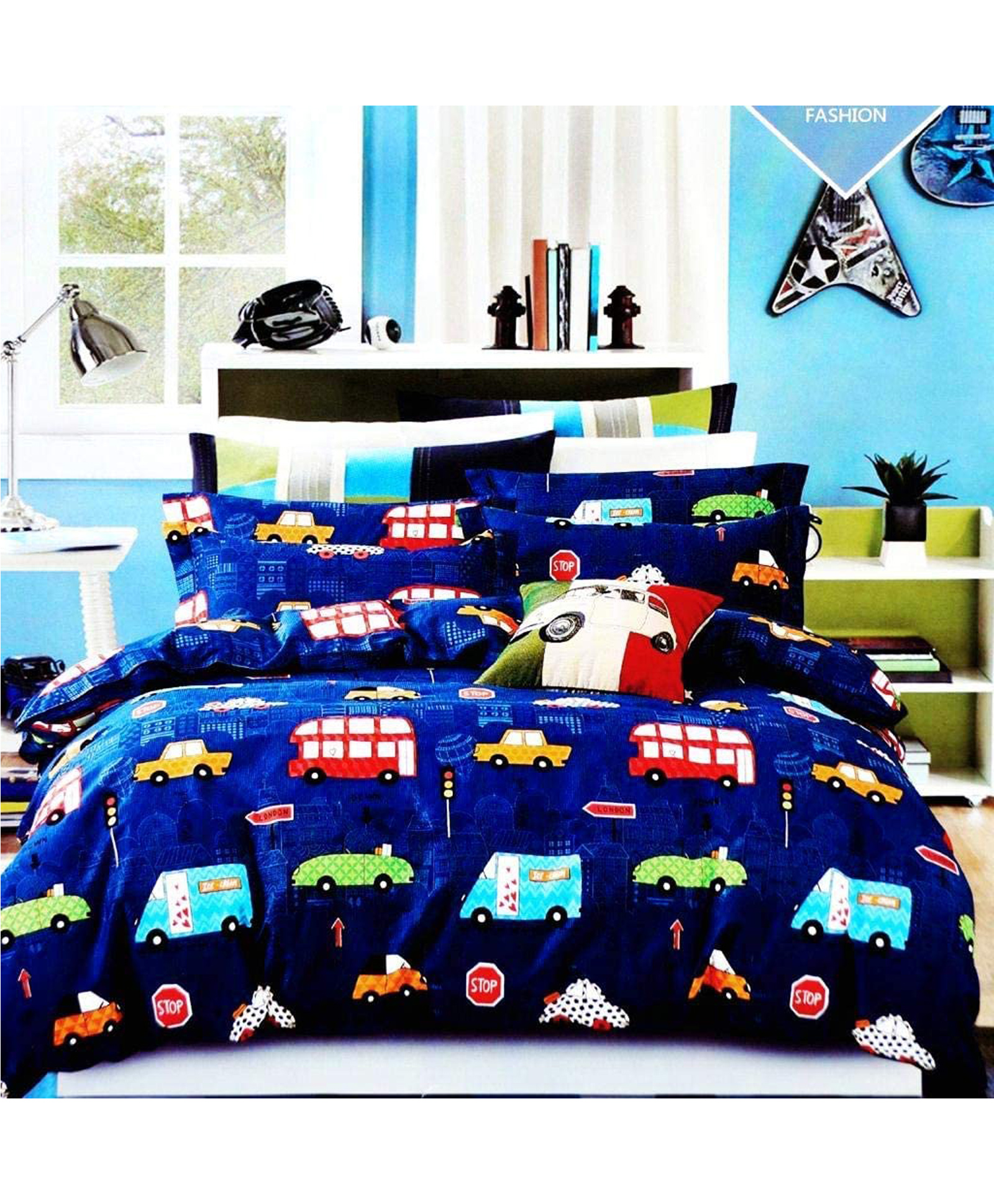 RRC Super Soft Brushed Microfiber Cotton Cartoon Printed 2 Double Bedsheet With 4 Pillow Cover- Blue-picture-21