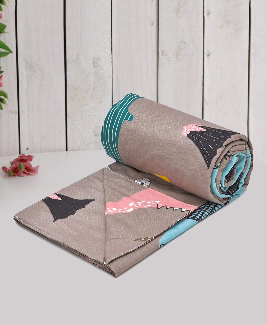 RRC Super Soft Brushed Microfiber Cotton Single Quilt Duvet Cover With Zipper Closure & Corner Ties - Brown-picture-23