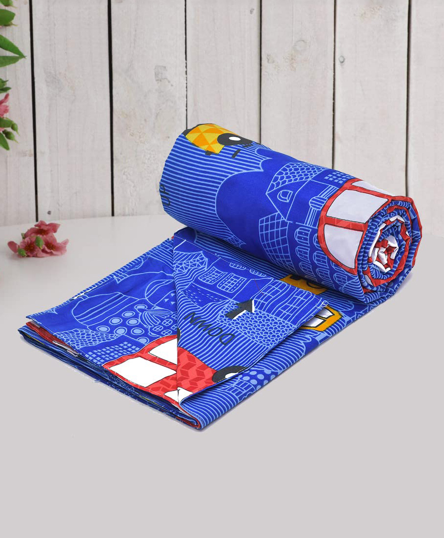 RRC Super Soft Brushed Microfiber Cotton Single Quilt Duvet Cover With Zipper Closure & Corner Ties - Blue-picture-26