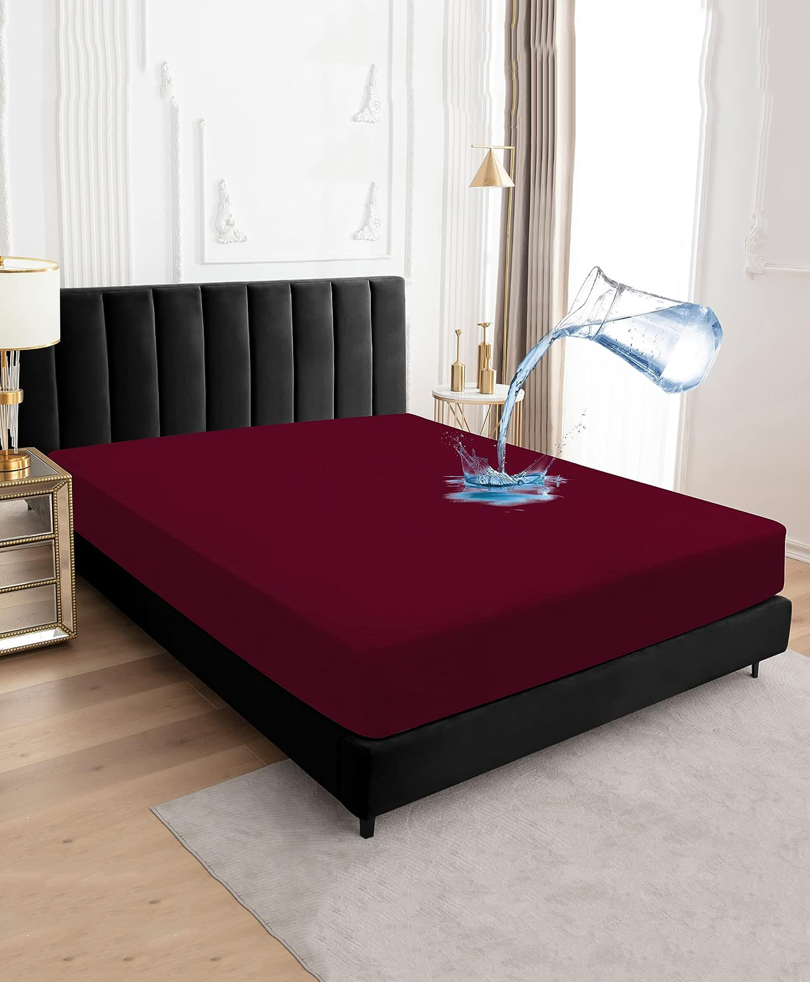 RRC Breathable Hypoallergenic Mattresses Cover for King Size Bed(Maroon)-picture-25