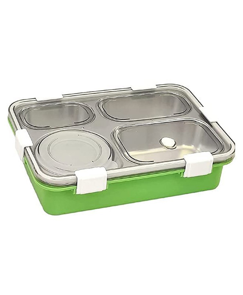 AKN TOYS 4 Grid Insulated Stainless Steel Lunch Box With Separate Bowl With Lid - ( Color may vary)-image-7