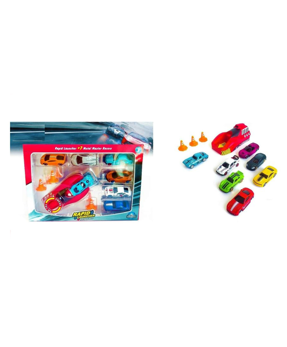AKN TOYS Rapid High Speed Launcher Along With 7 Die Cast Metal Car and Stoppers Pack of 7 - Multicolor-picture-33