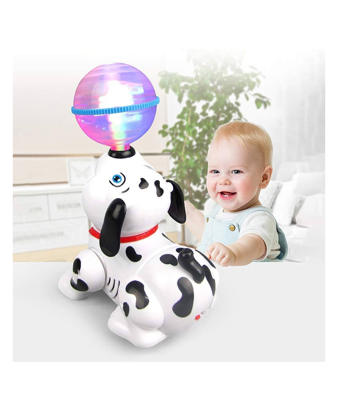 ARCADE TOYS Dancing Dog Toy With Music & 3d Flashing LED Light Ball - White-picture-49