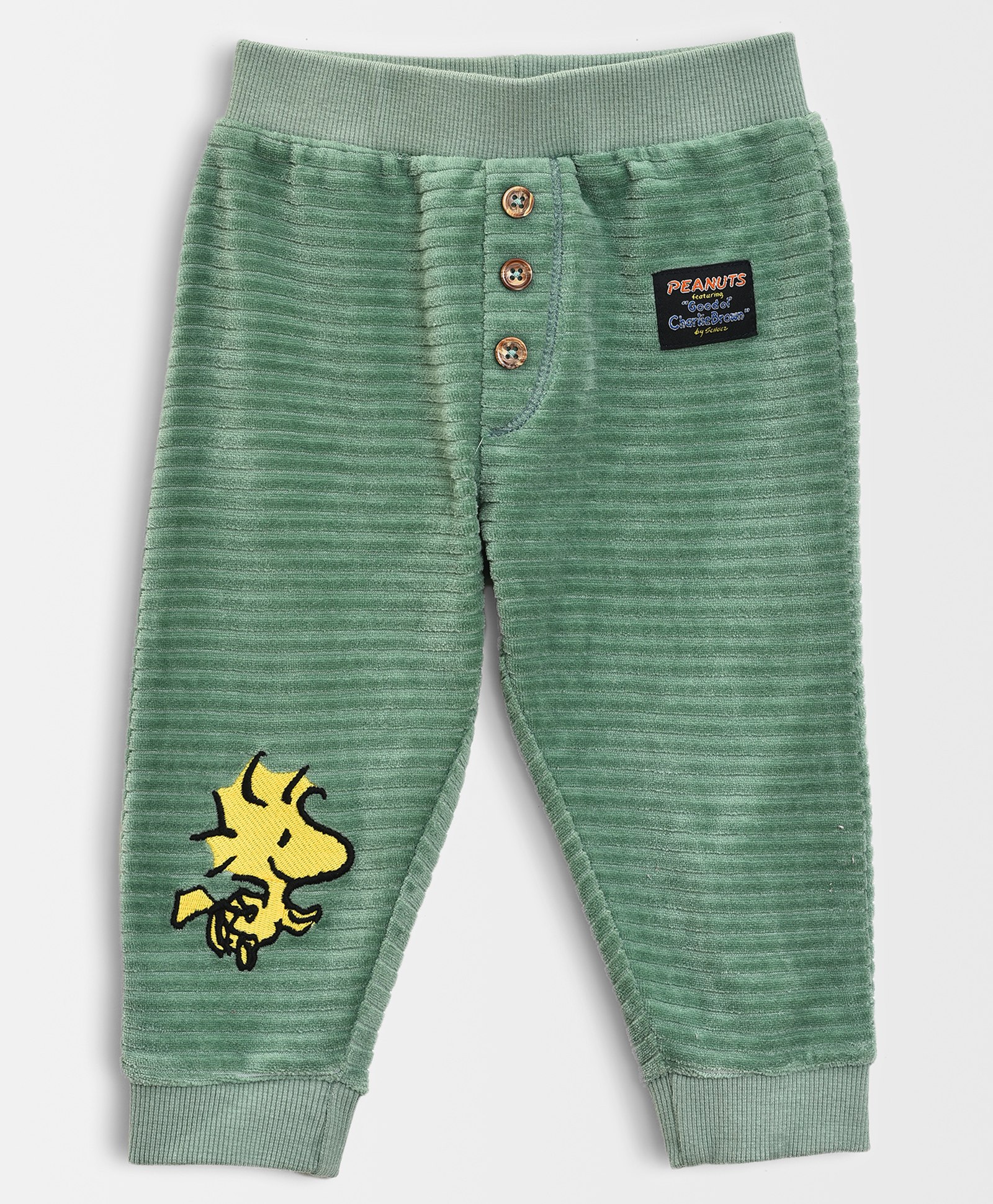 Mi Arcus Peanuts Featuring 80% Cotton 20% Polyester Striped Pattern Detailed & Snoopy Embroidered Pajama - Green-image-43