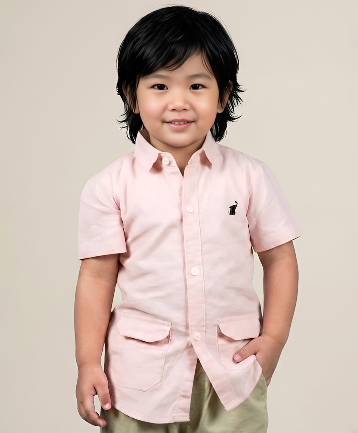 Polka Tots  Half Sleeves Solid  Shirt     - Pink-picture-34