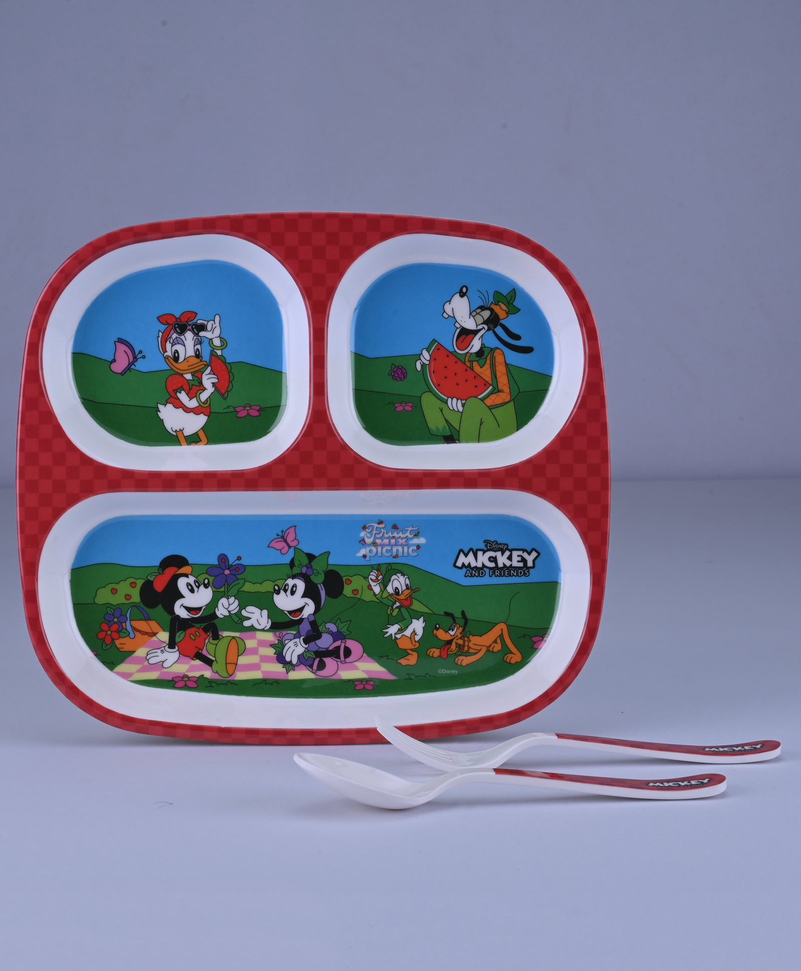 Servewell 3 Part Plate with Spoon and fork Mickey Mouse Theme Set of 3- Blue-image-32