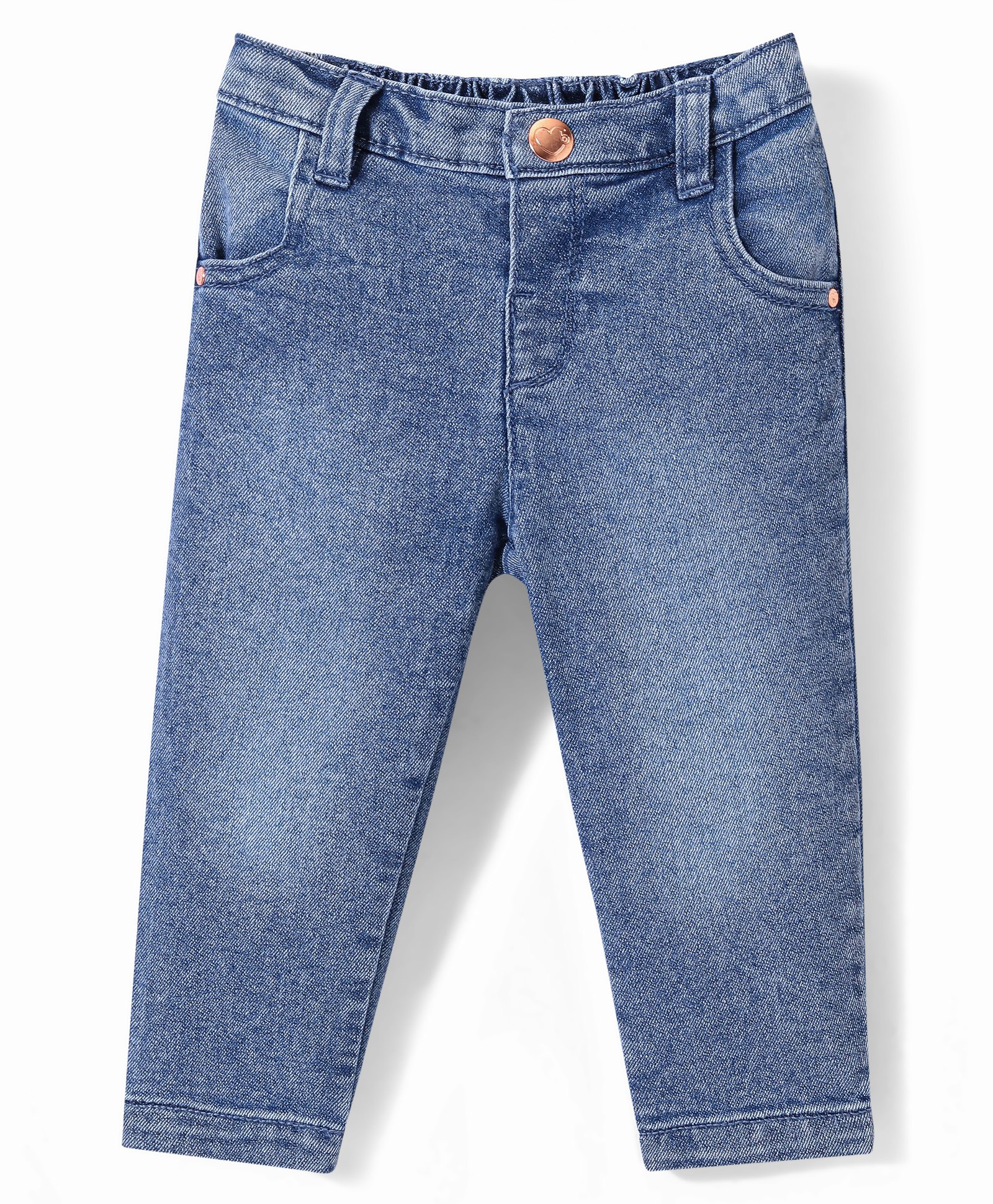 Babyhug Denim Full Length With Stretch Washed Jeans - Light Blue-image-3