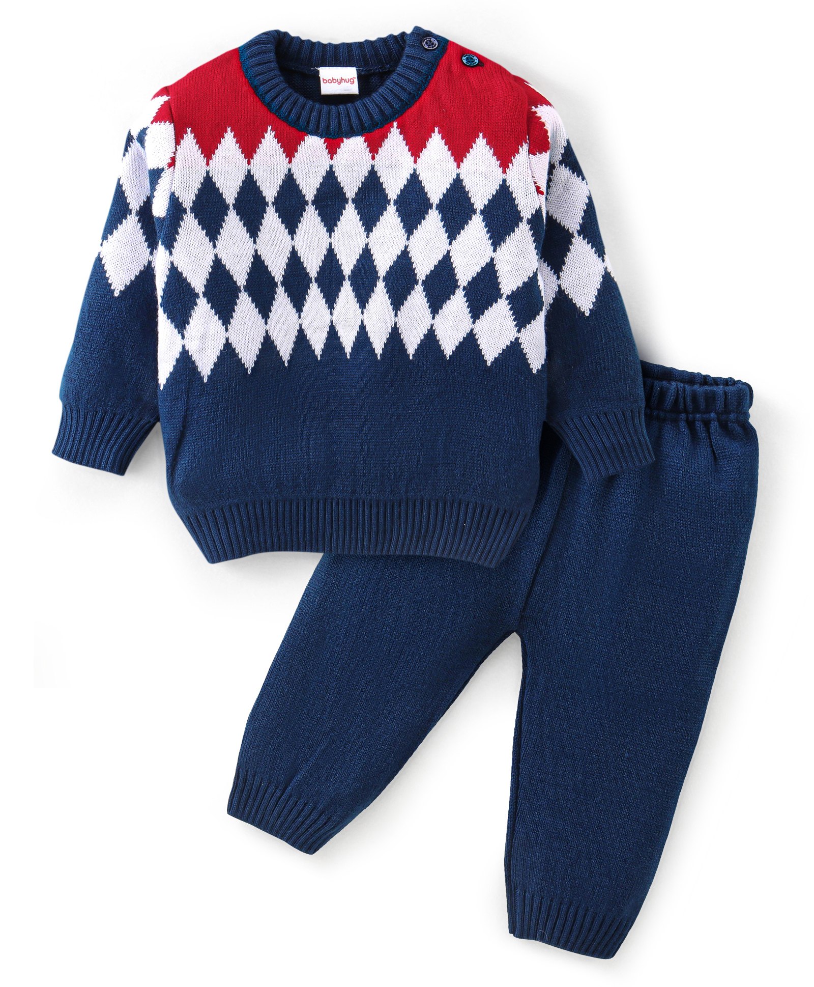 Babyhug Knitted Full Sleeves Sweater Set With Kite Design - Navy Blue-picture-10