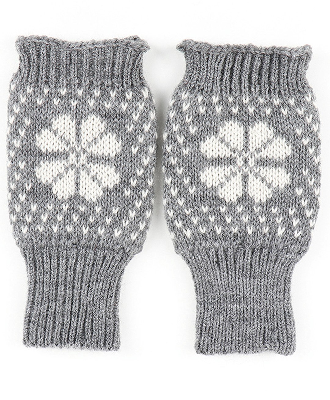 BHARATASYA Unisex Knitted Floral Design Winter Gloves- Grey-image-28
