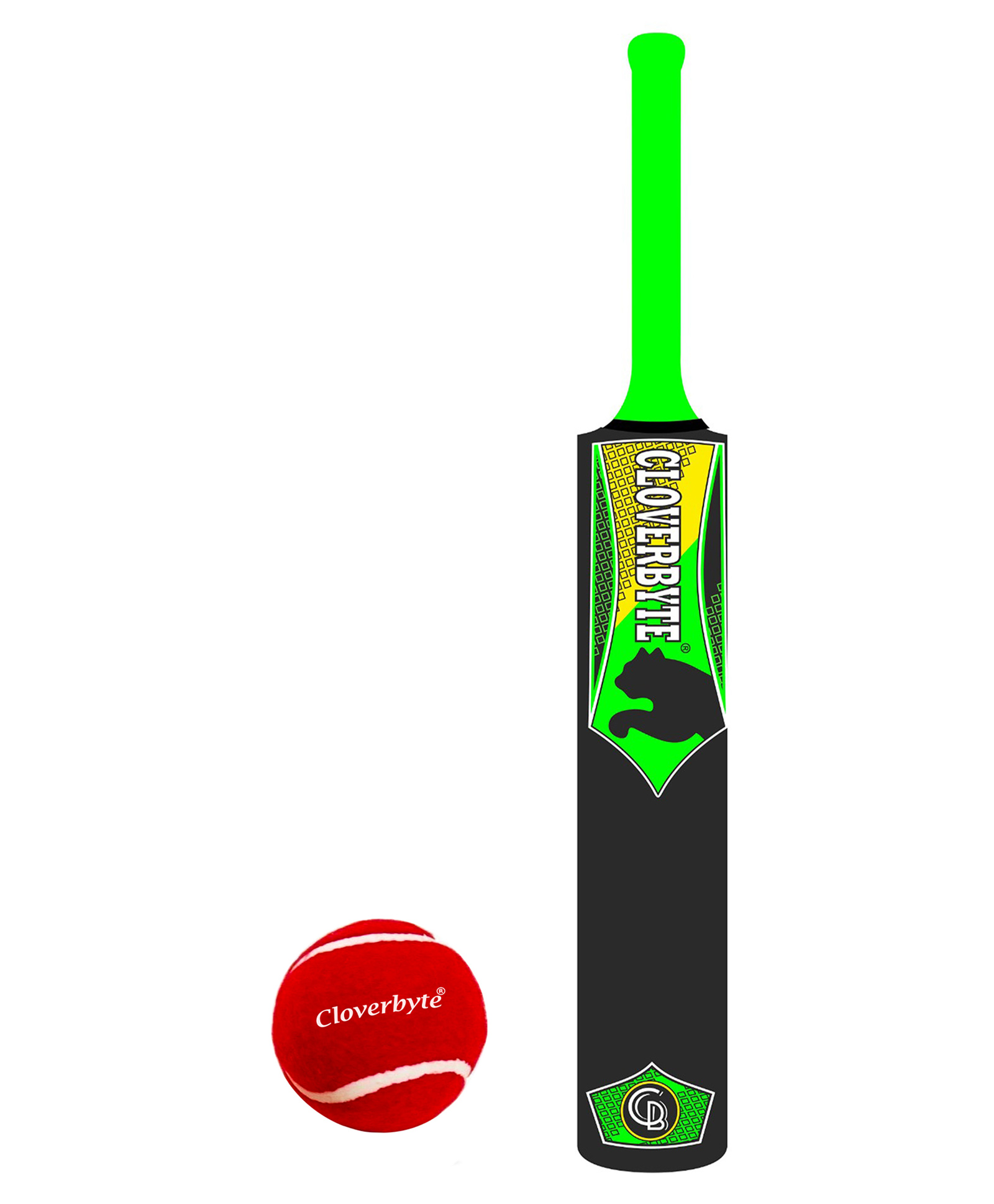 Cloverbyte Junior 3 No. Black PVC Bat With Red Tennis Ball - Black-image-1