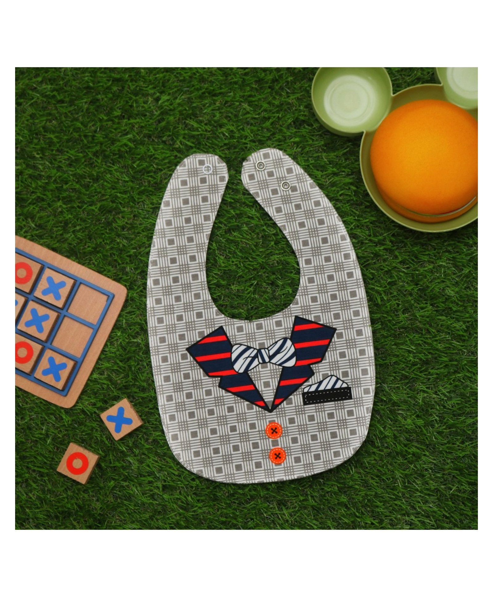 Yellow Bee Cotton Collar Shirt Print Reversible Bib with Double  Closure for Boys Light Grey-image-33
