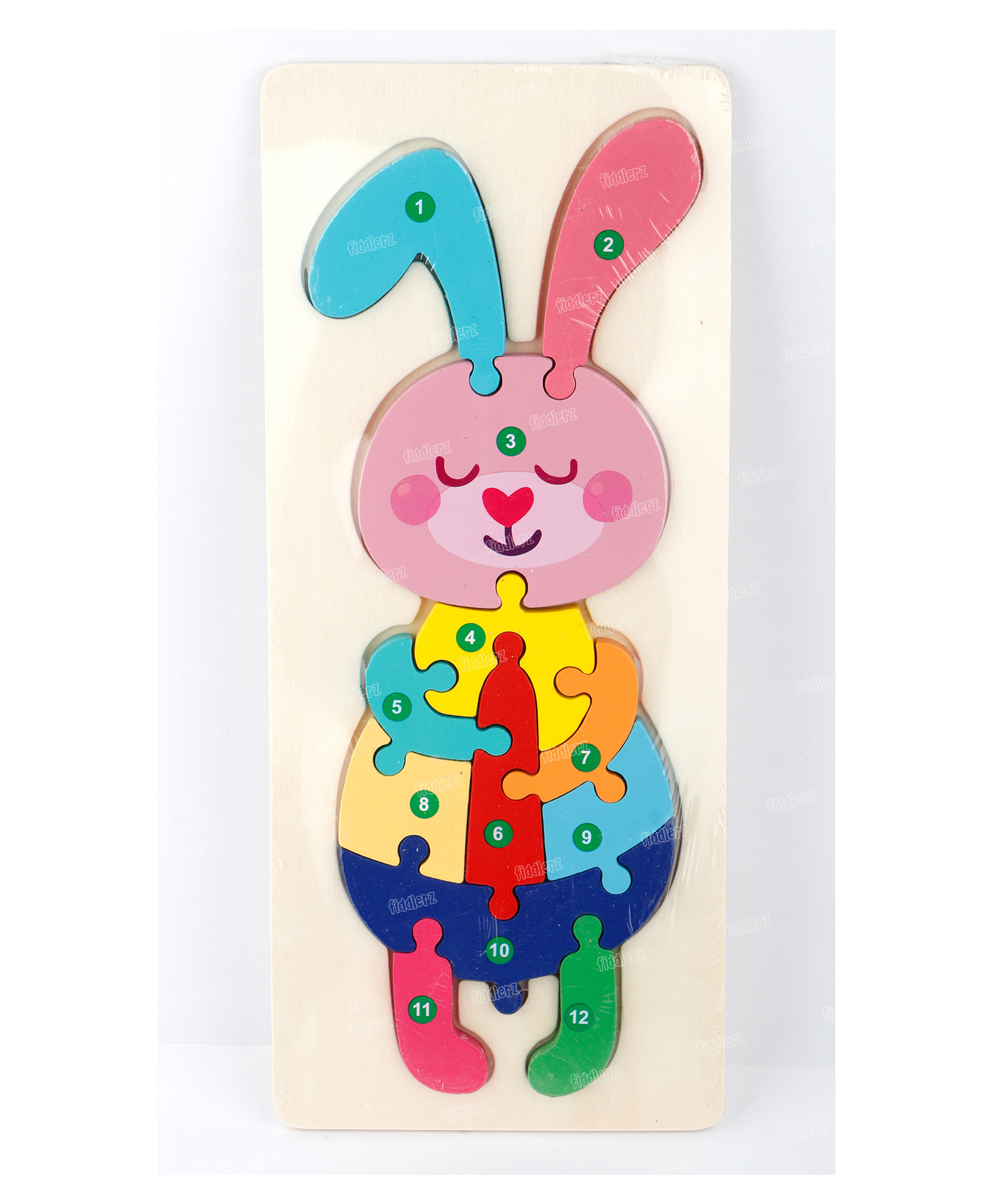 Fiddlerz Wooden Puzzle for Boys Girls Bunny Shape Montessori Toy Jigsaw Puzzles Numbers Color Learning Toy For Kids - 10 Pieces-picture-21