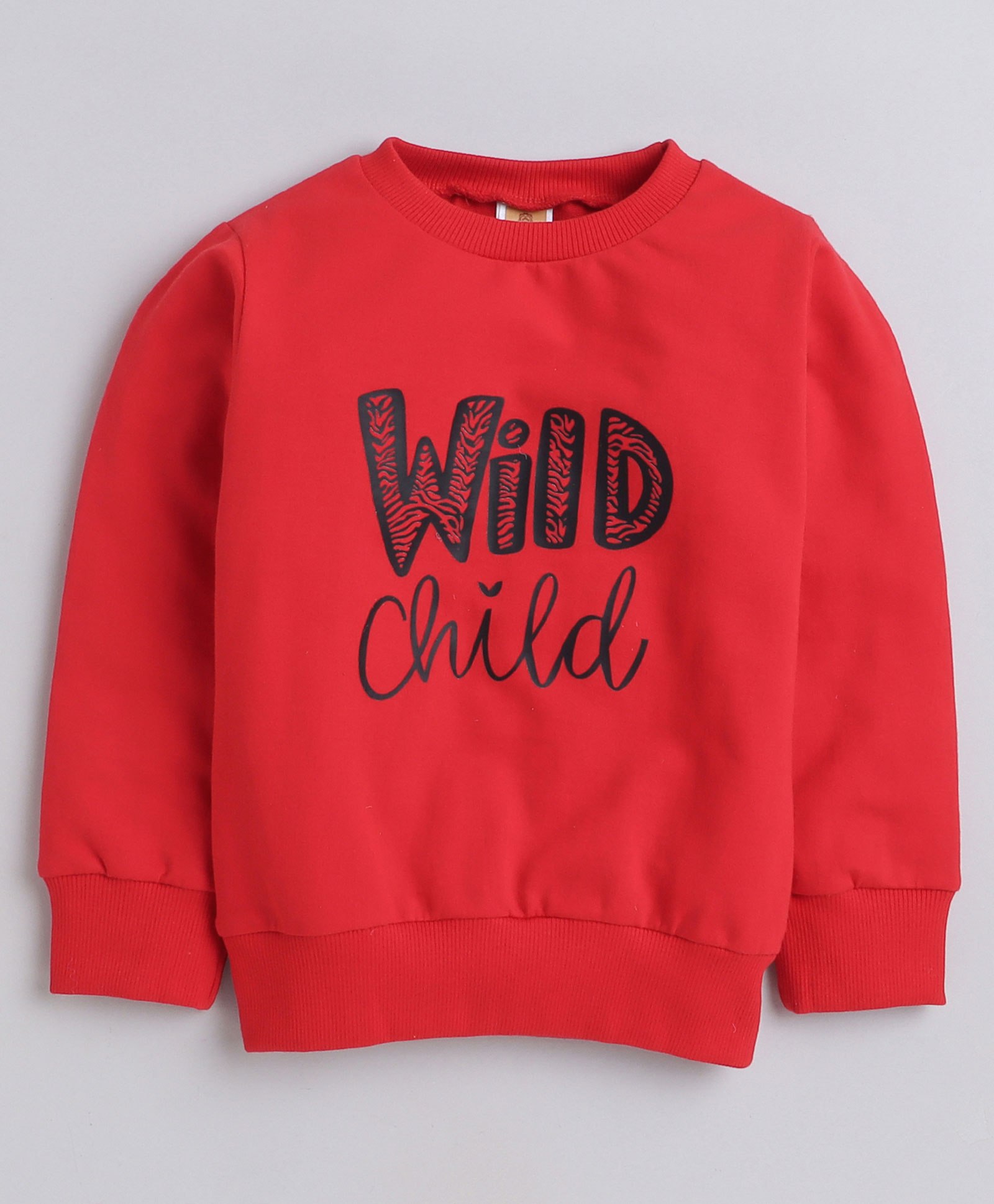Aww Hunnie Full Sleeves Wild Child Text Printed Sweatshirt - Red-image-23