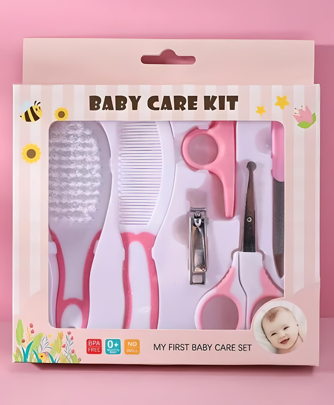 Ortis Portable Baby Care Grooming Kit Pack of 6 - Pink-picture-3
