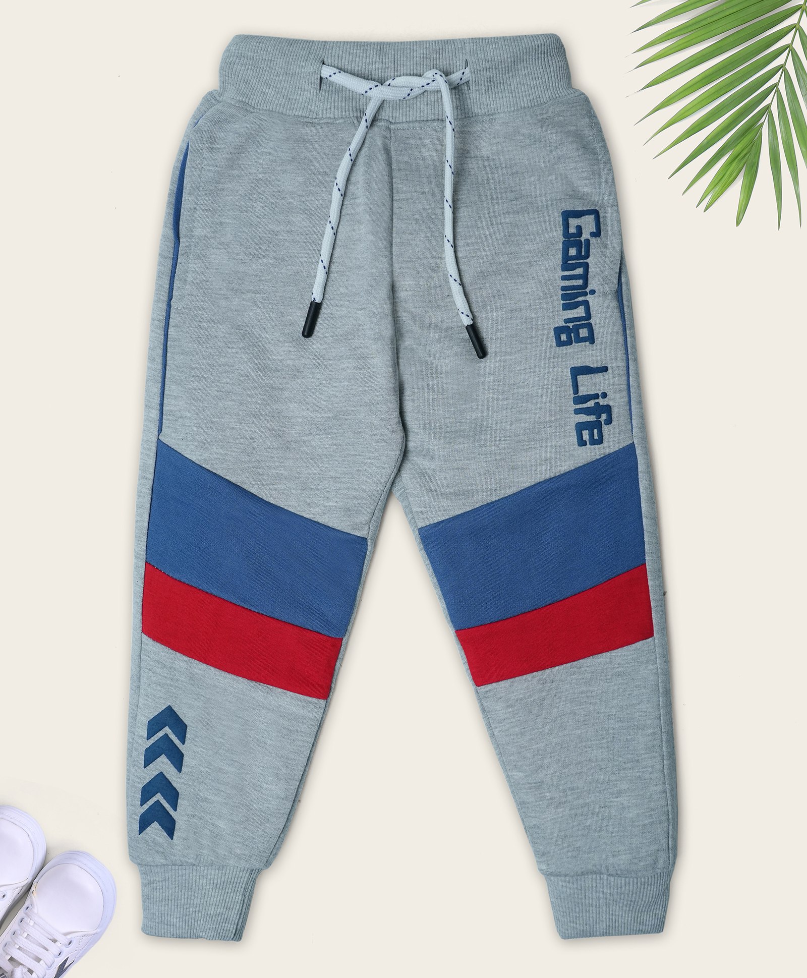 Nino Togs Cotton Loop Knit Gaming Life Text HD Printed Jogger Pant - Grey-image-15