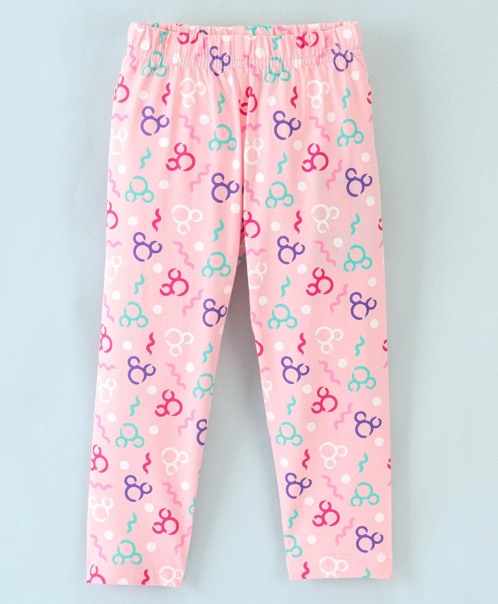Doreme Single Jersey Full Length Leggings Mickey Mouse Printed - Pink-image-45