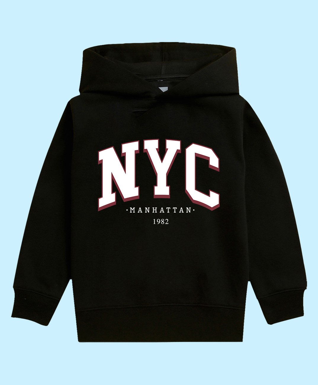 NUSYL Full Sleeves NYC Text Printed Unisex Hooded Sweatshirt - Black-picture-25
