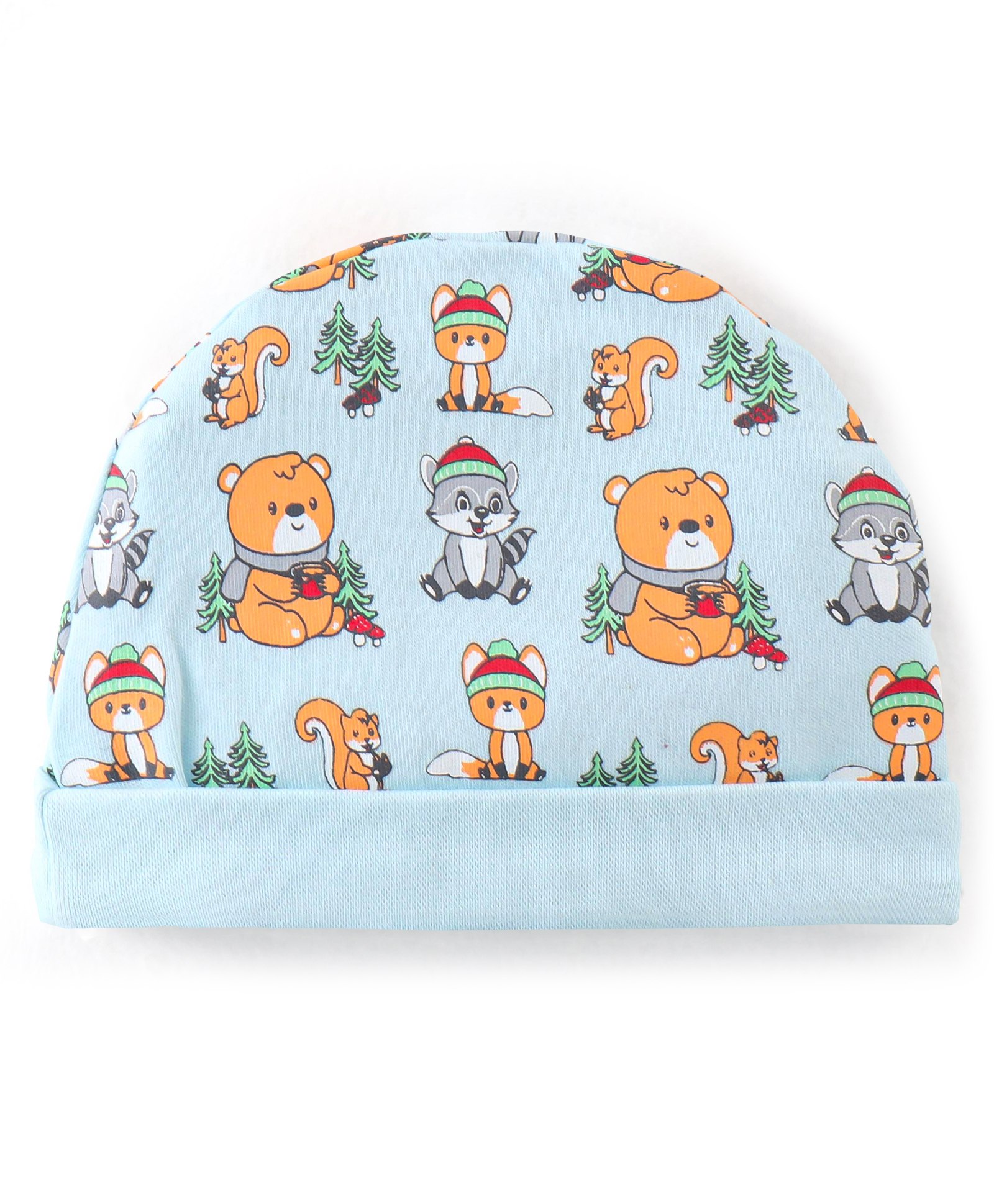 Babyhug 100% Cotton Knit Bear Print Cap - Blue-image-31