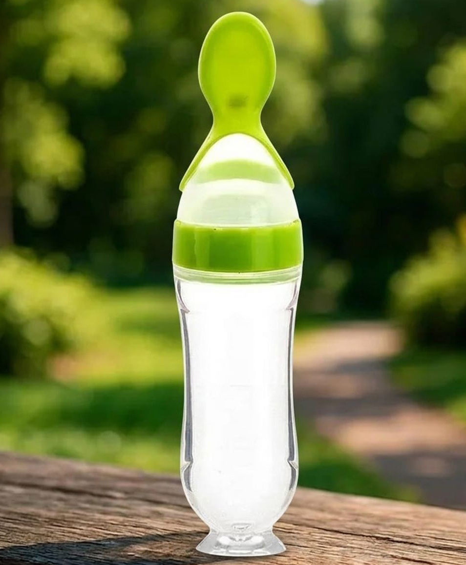 BOXOT IMPEX 90ML Newborn Baby Feeding Bottle Toddler Safe Silicone Squeeze Feeding Spoon Milk Cereal Bottle (color may vary)-image-45