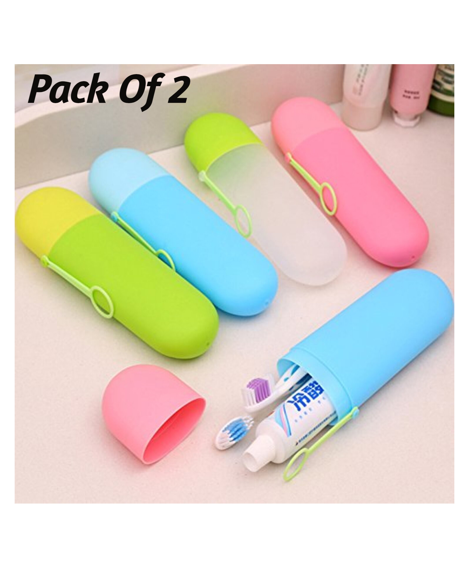 BOXOT IMPEX Plastic Unequetrend Travel Toothpaste Toothbrush Holder Cover Cap Case Storage Cup Outdoor Holder(color may vary) Pack of 2-image-49