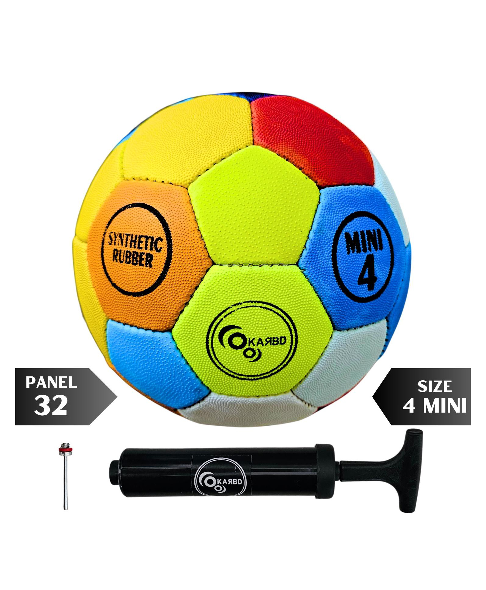 KARBD Football with Pump & Pin - Size 4 Mini 32 Panel Synthetic Rubber Classic Rangla Multicolour-picture-19