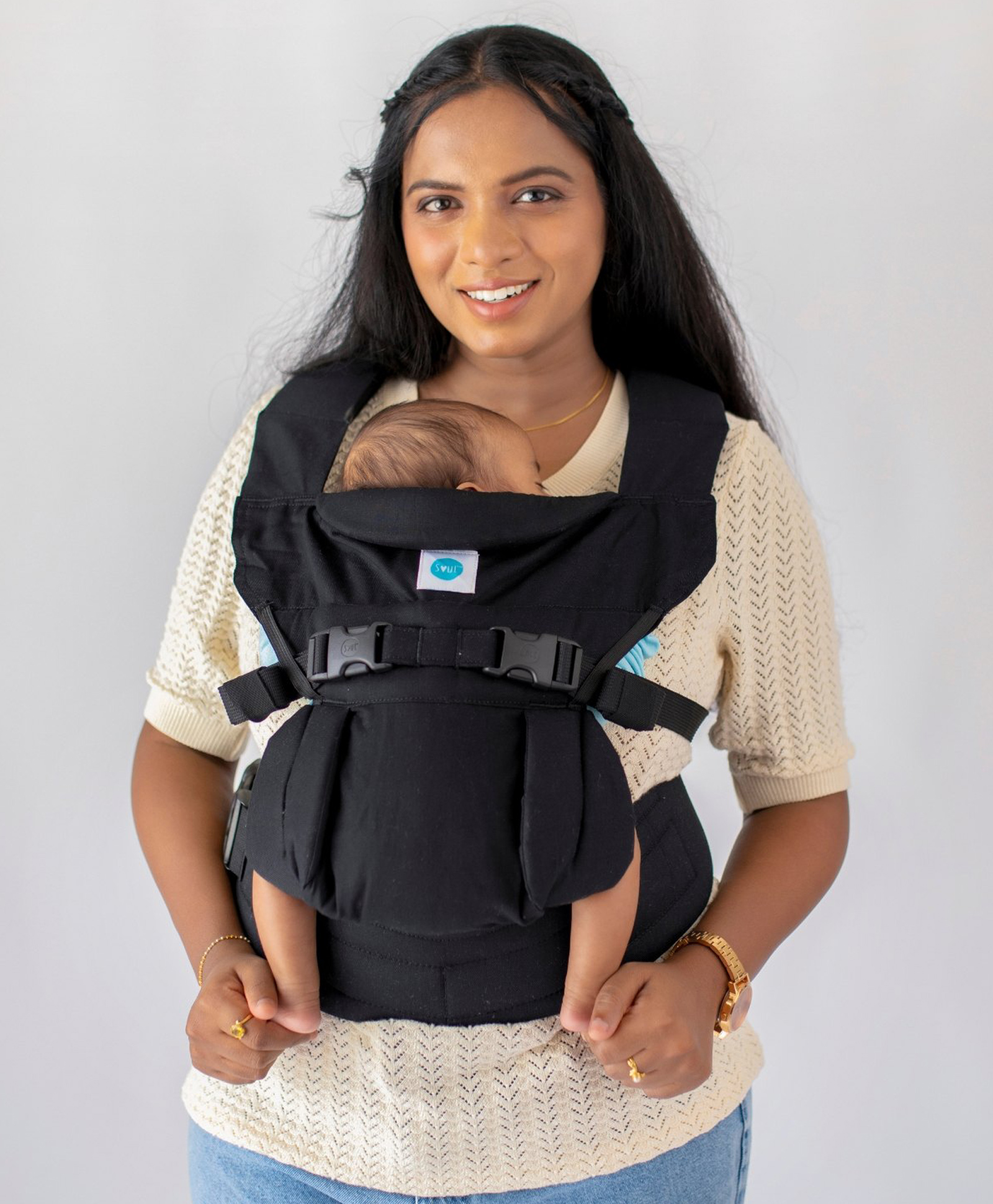 Soulslings Lali Cotton Baby Carrier - Black