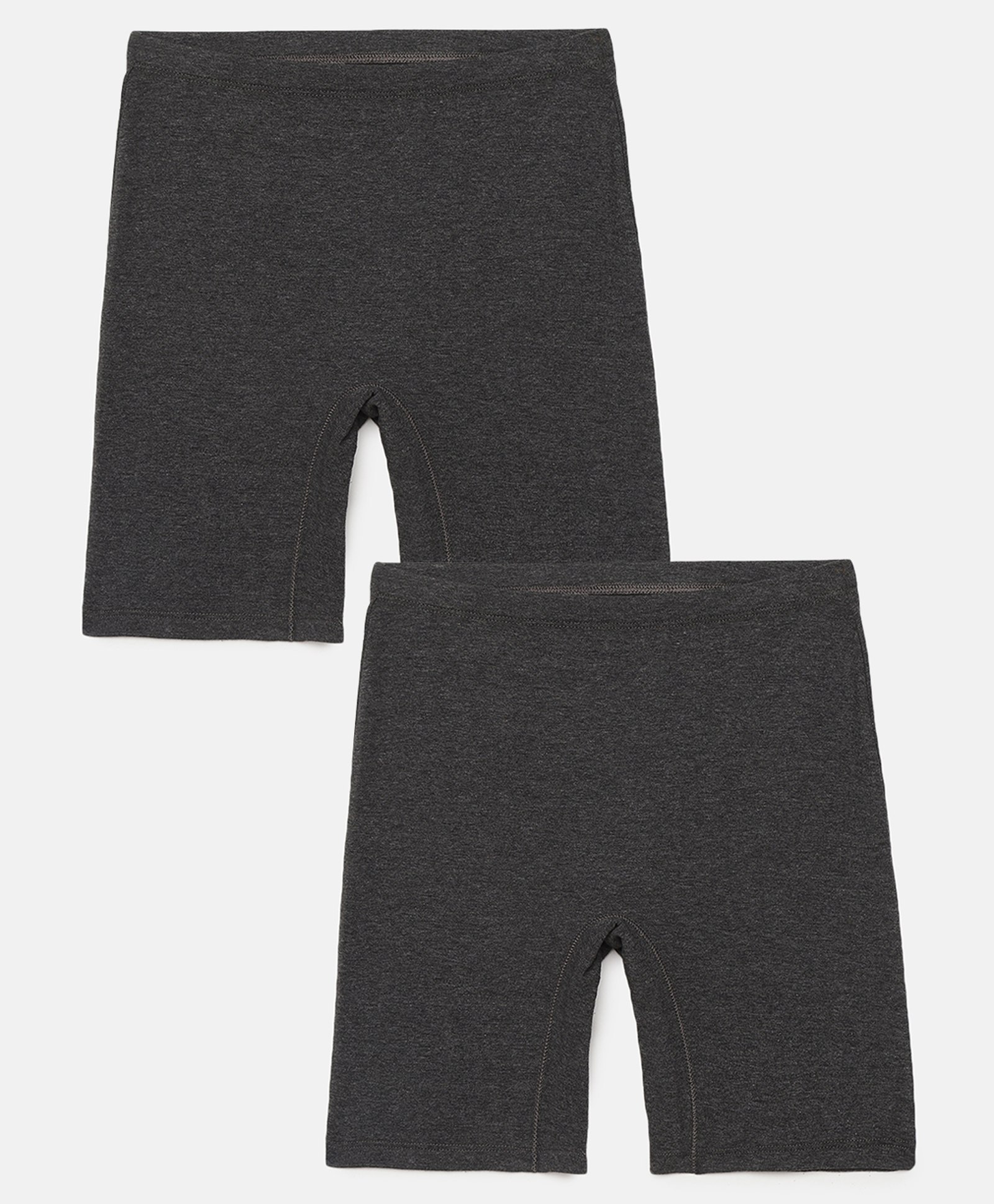 Mackly Pack Of 2 Solid Cotton Innerwear Shorts - Charcoal Melange Grey-image-3