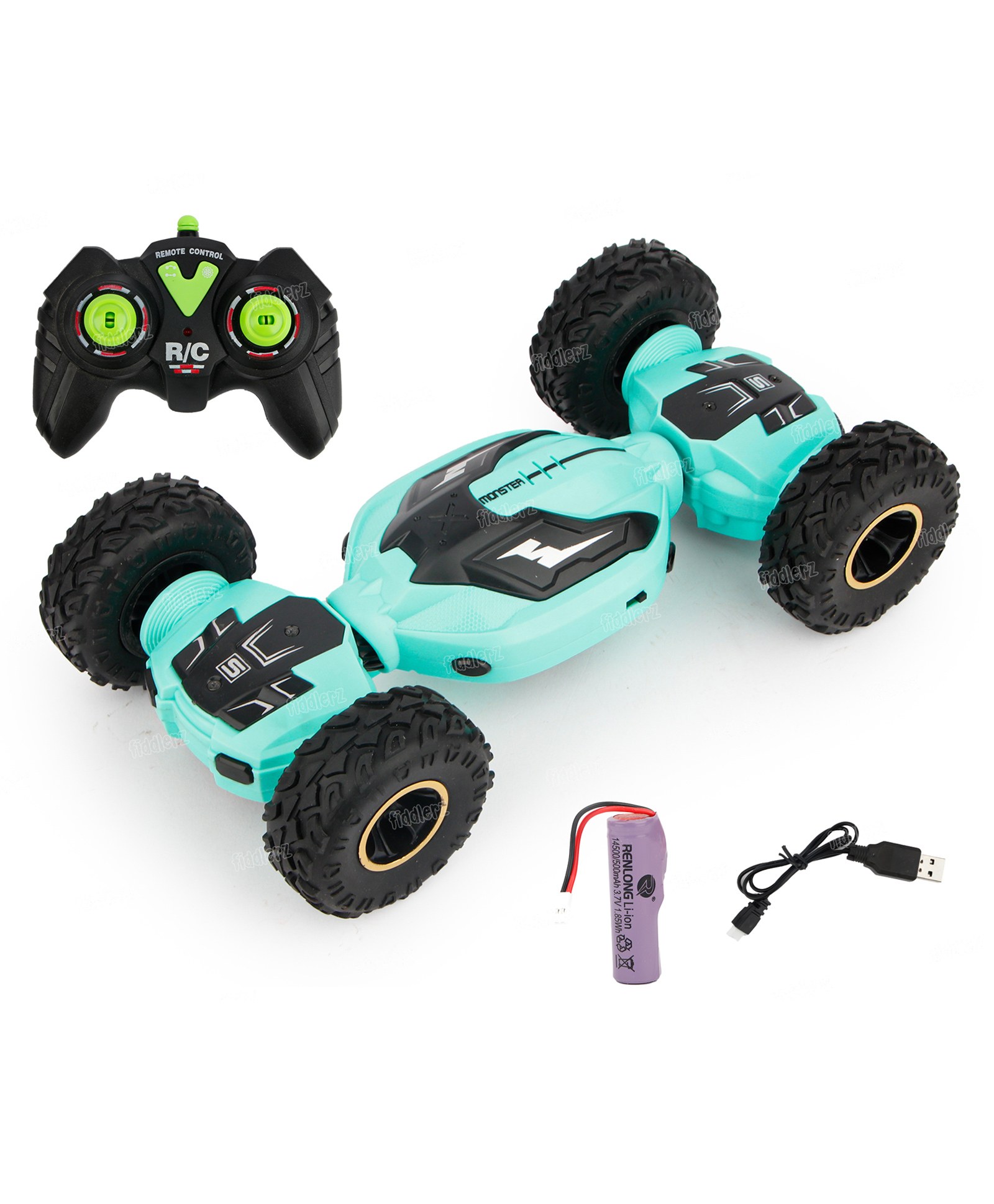 Fiddlerz Remote Control Car Slint Drift Car Toy, RC 4WD Rechargeable High Speed Stunt Car Toy Vehicles For Kids - Green-picture-38