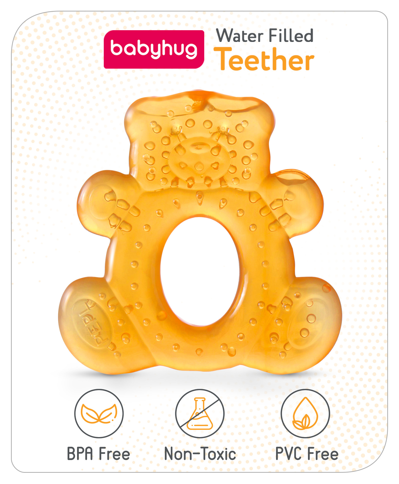 Babyhug Water Filled Teddy Shape Teether - Orange-picture-11