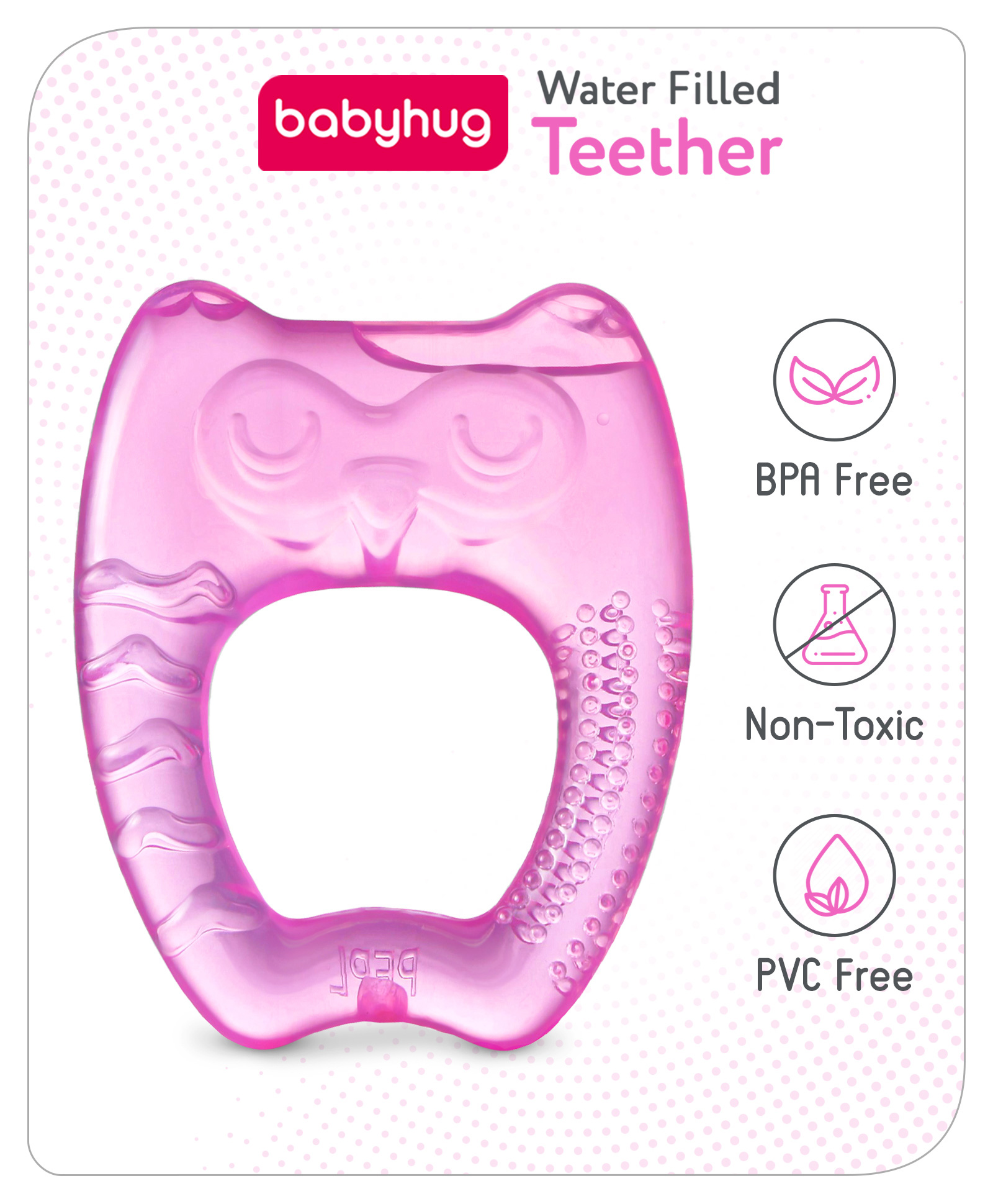 Babyhug Water Filled Owl Shape Teether -Pink-picture-22