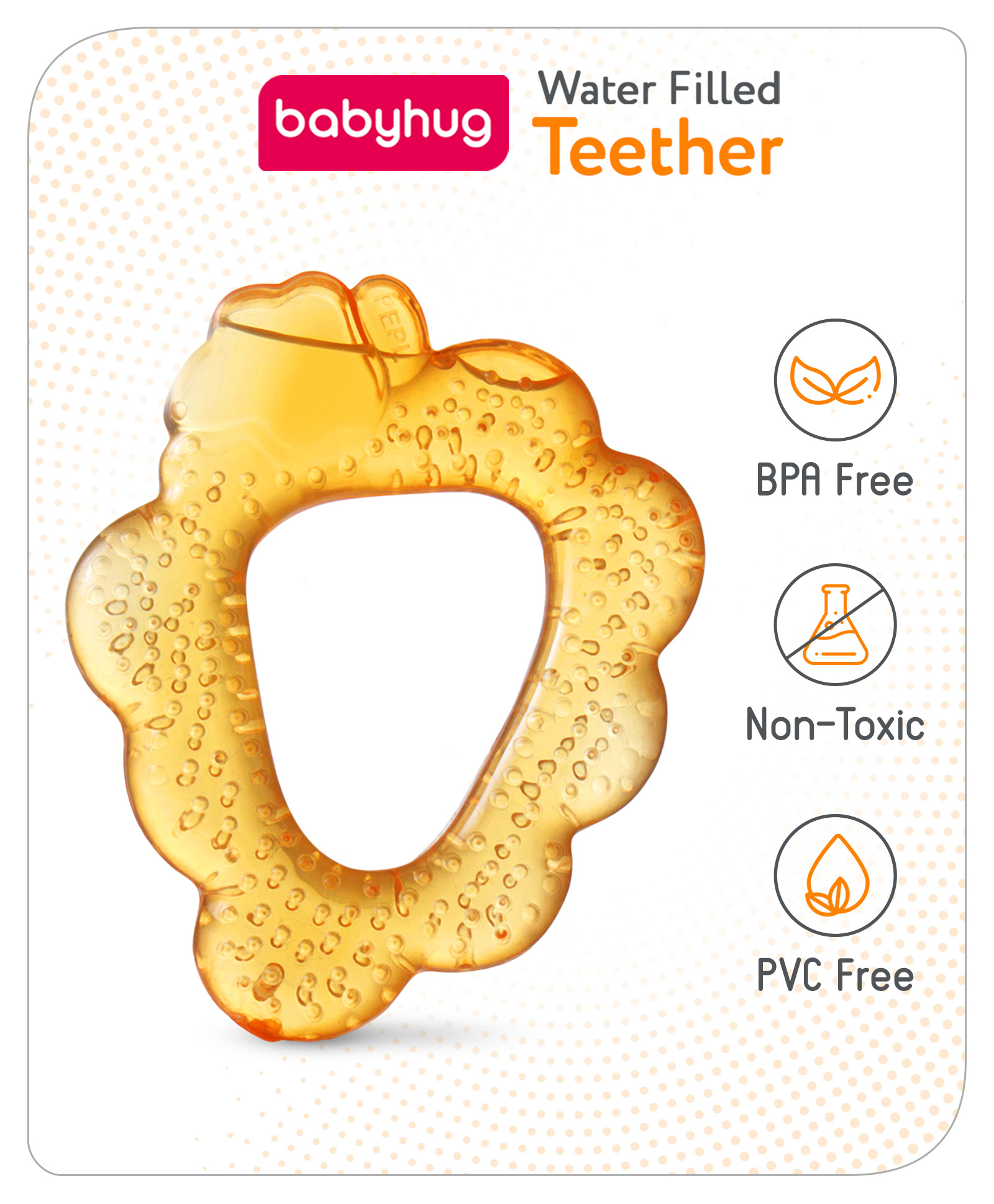 Babyhug Water Filled Cherry Shape Teether -Orange-image-15