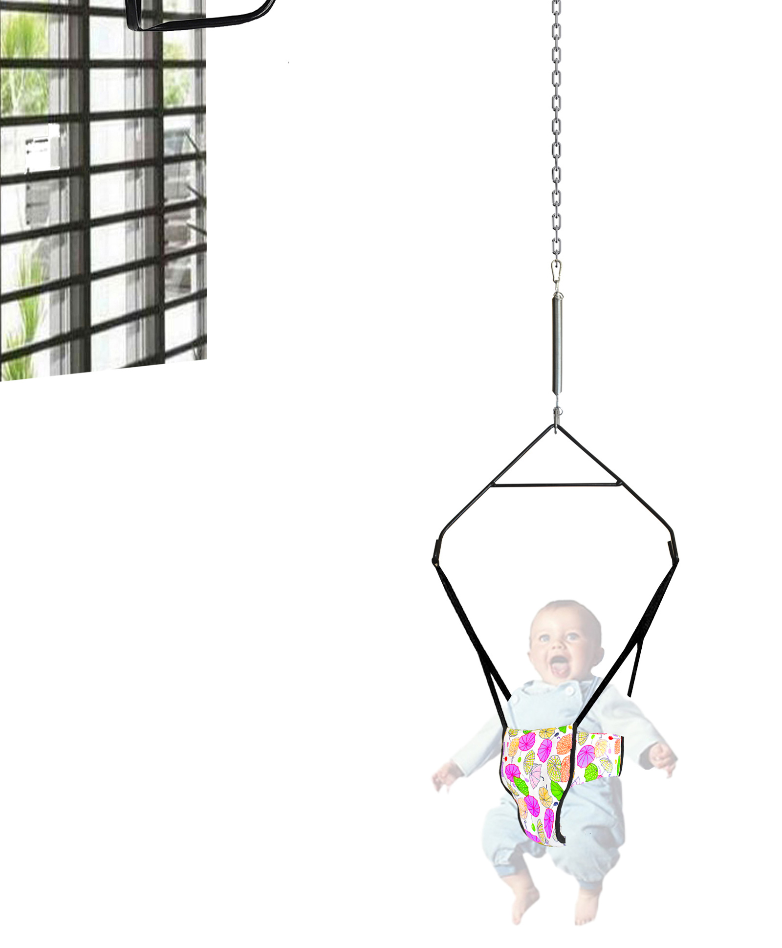 Vparents 2 in 1 Baby Toddler Jumper with Window Hanging Metal Stand Cum Baby Walking Harness Function- Purple-picture-31