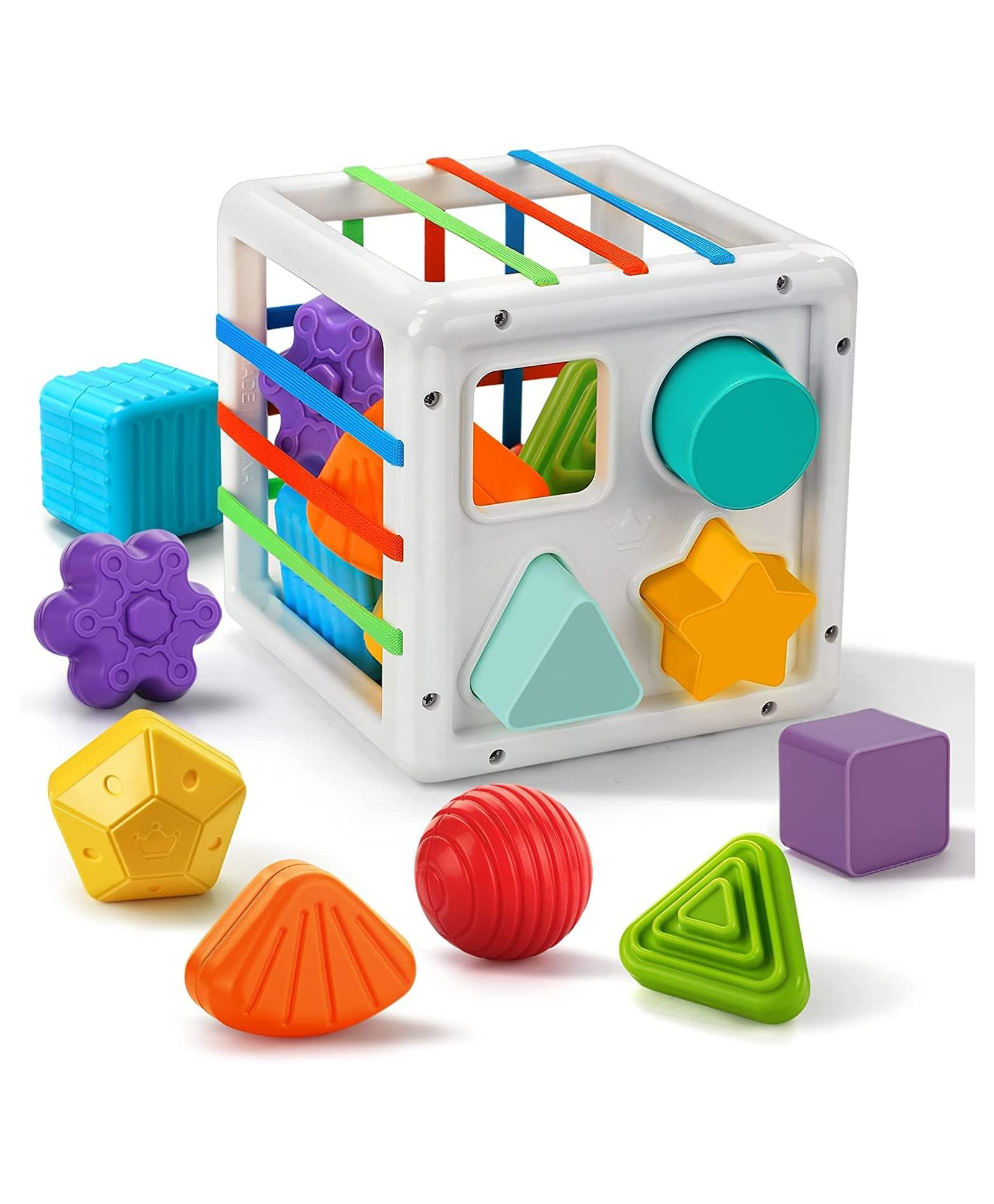 YAMAMA Cube Shape Sorter Sensory Baby Blocks Colorful Textured Balls Sorting Games For Kids And Babies  Multicolor-image-22