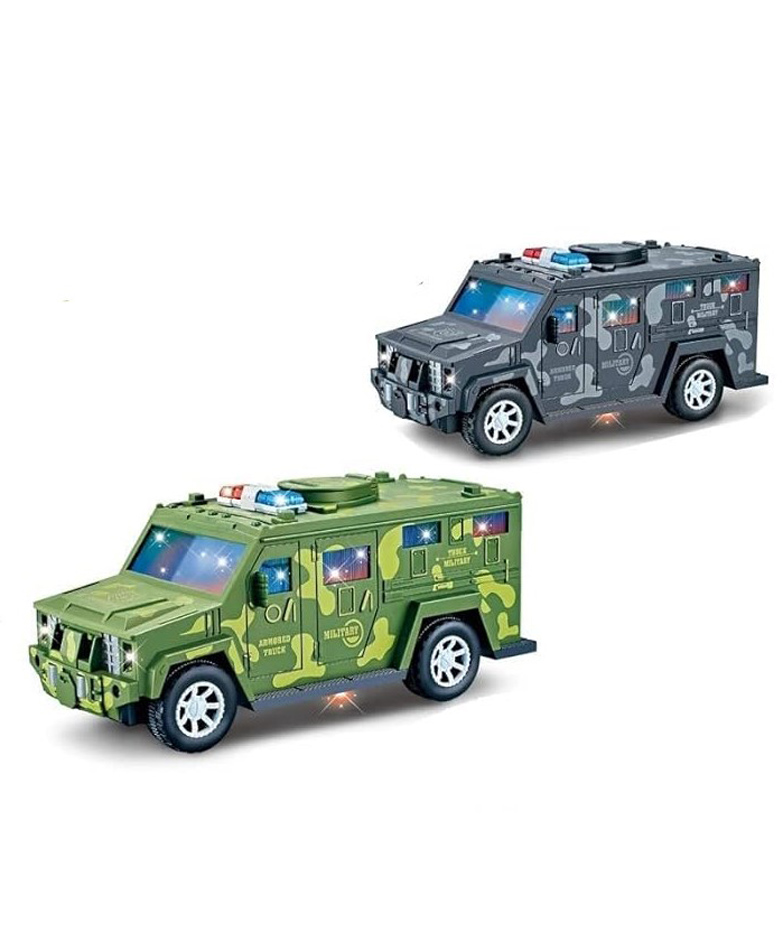 YAMAMA Military Car Money Safe Box For Kids Coin Cash Savings Box Bump n Go Military Car With Lights Sound Music Toy Car For Children  Color May Vary-picture-13