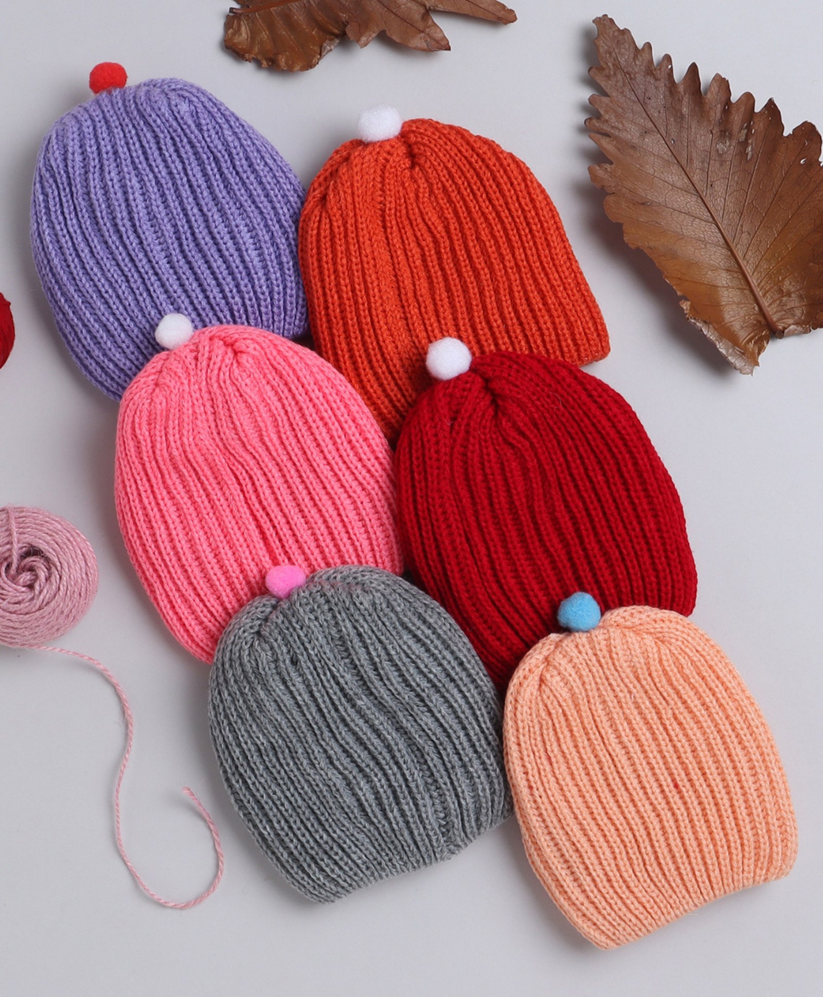 Little Angels Set Of 6  Striped Round Designed With Pom Pom Detailed Cap - Multi Colour-image-3