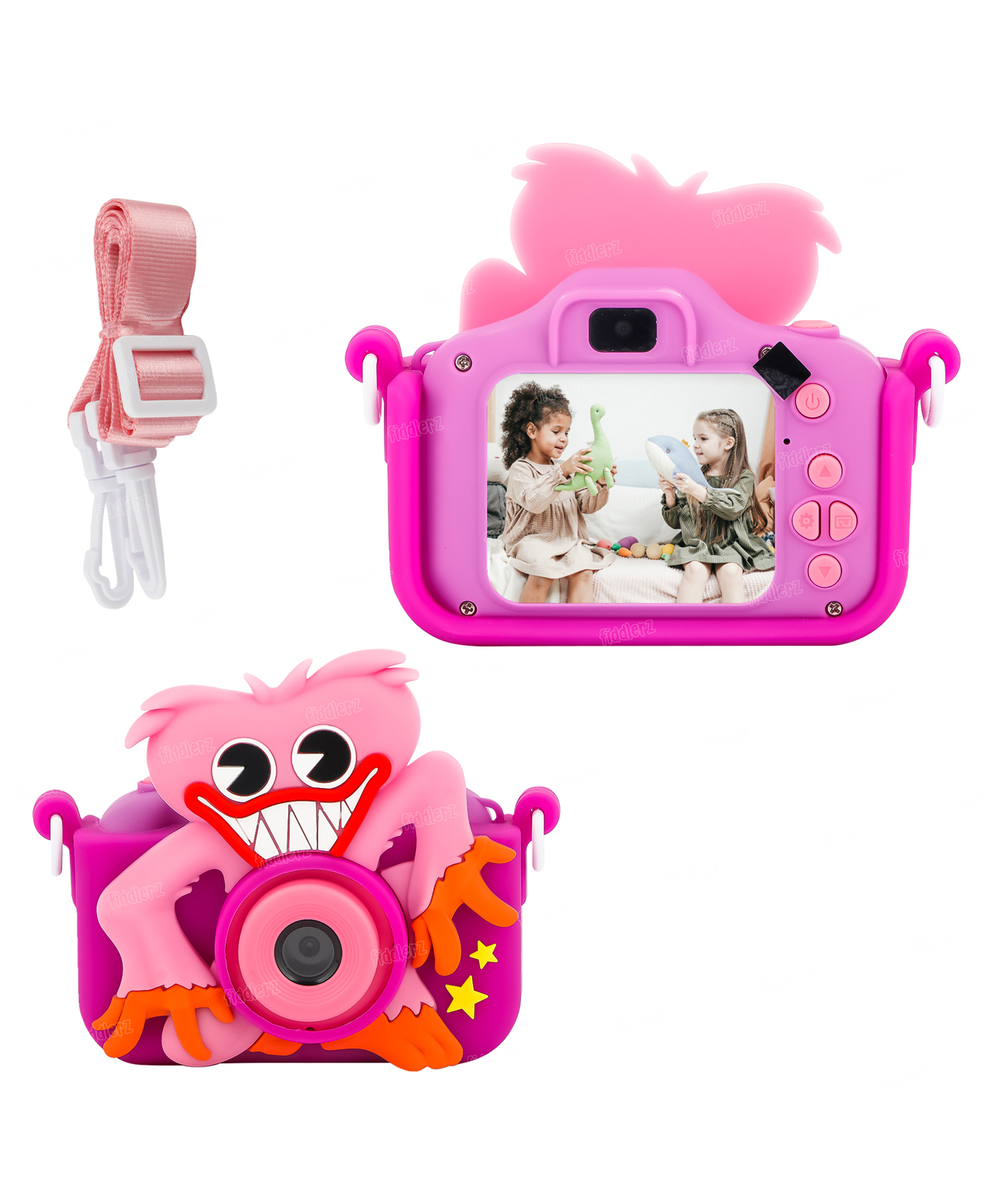 Fiddlerz Kids Camera for Girls HD Kids Selfie Digital Video Camera Full HD 1080P 2.0 Screen with Inbuilt Games & Silicone Cover - Pink-image-14
